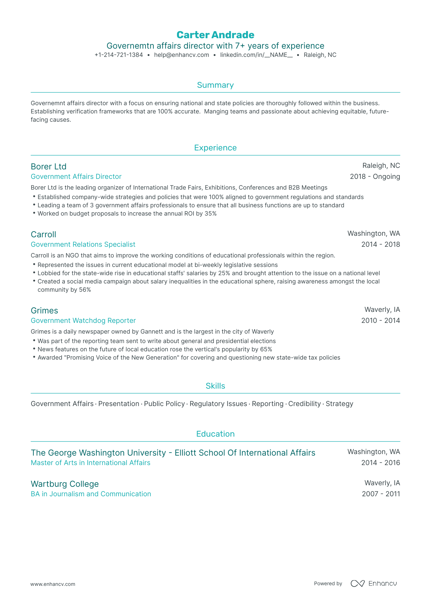 Traditional Government Resume Template