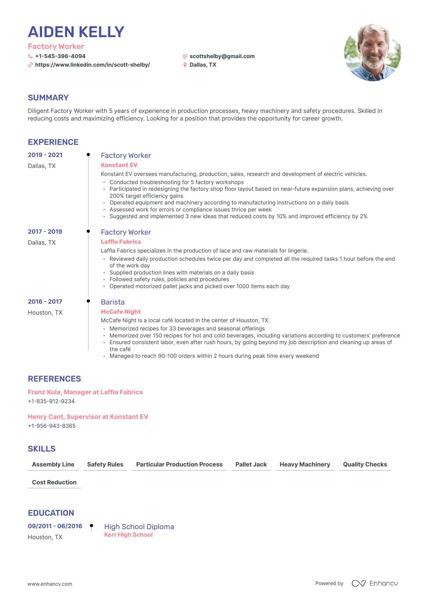 Timeline Factory Worker Resume Template