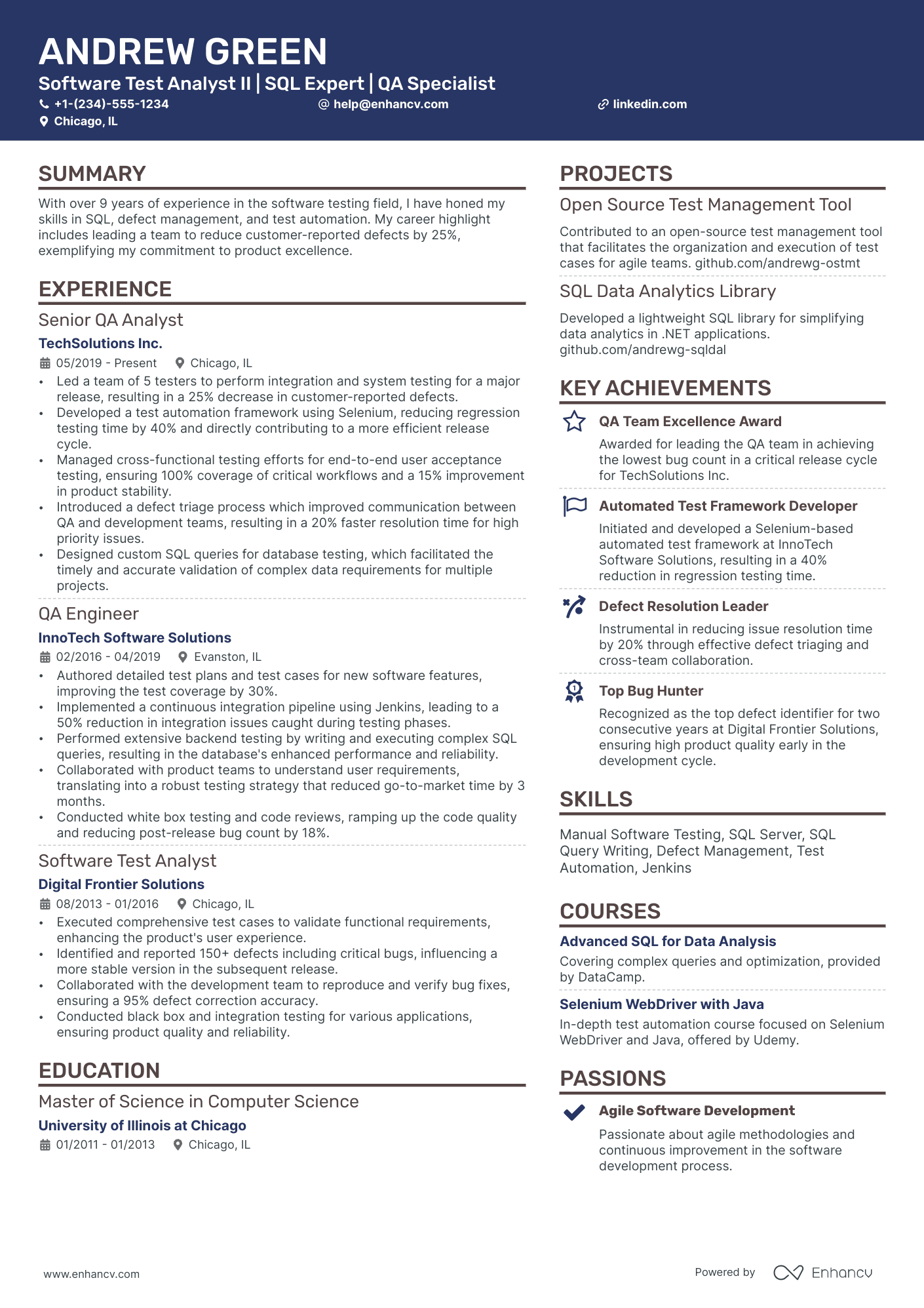 sample resume for software tester experienced