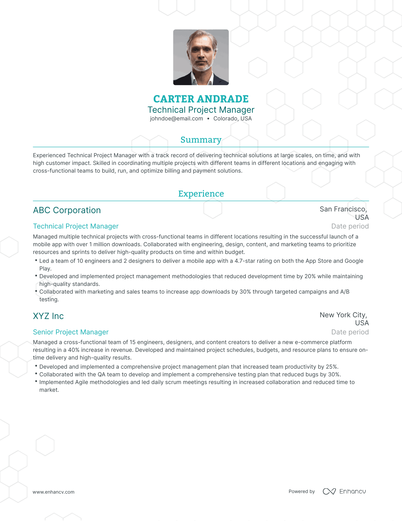 Traditional Technical Project Manager Resume Template