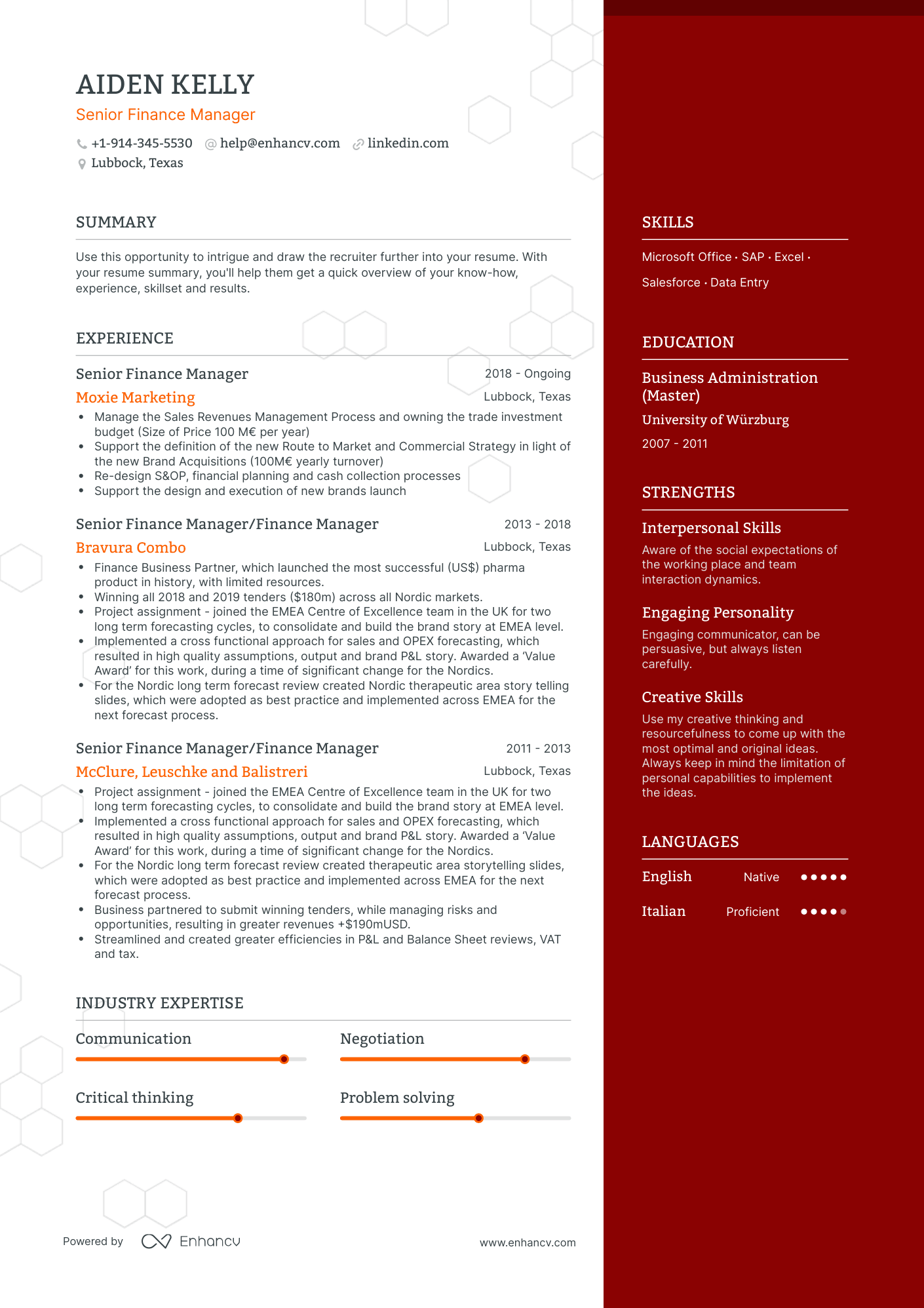 Senior Finance Manager Resume Examples & Guide For 2023 (layout, Skills 