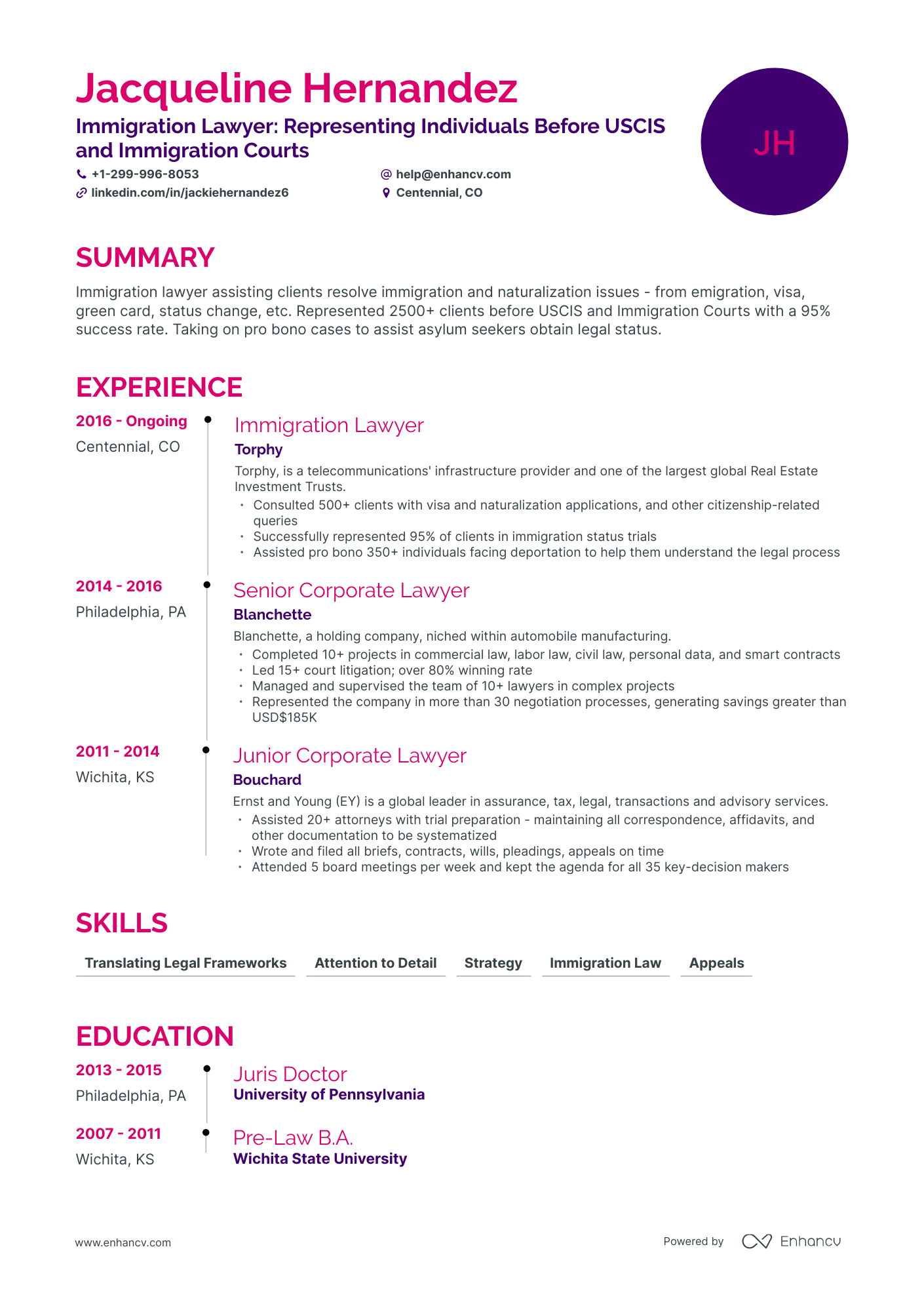 Timeline Immigration Lawyer Resume Template