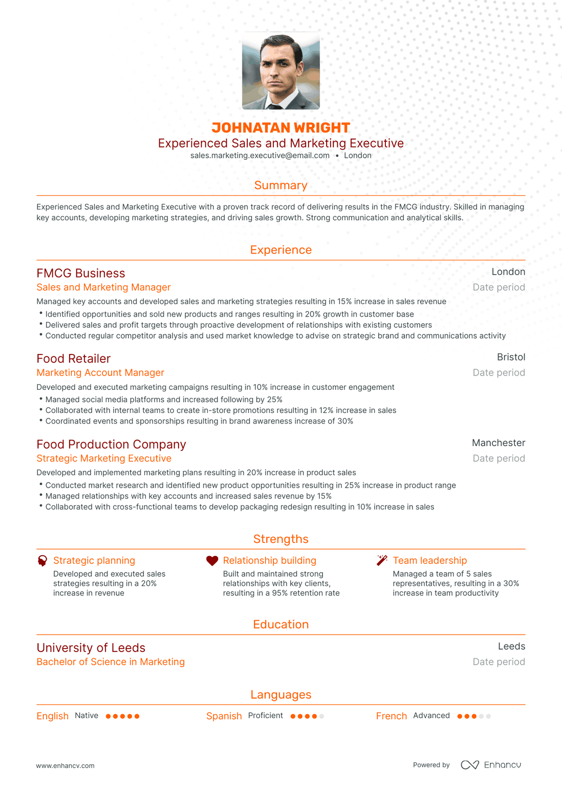Traditional Sales And Marketing Executive Resume Template