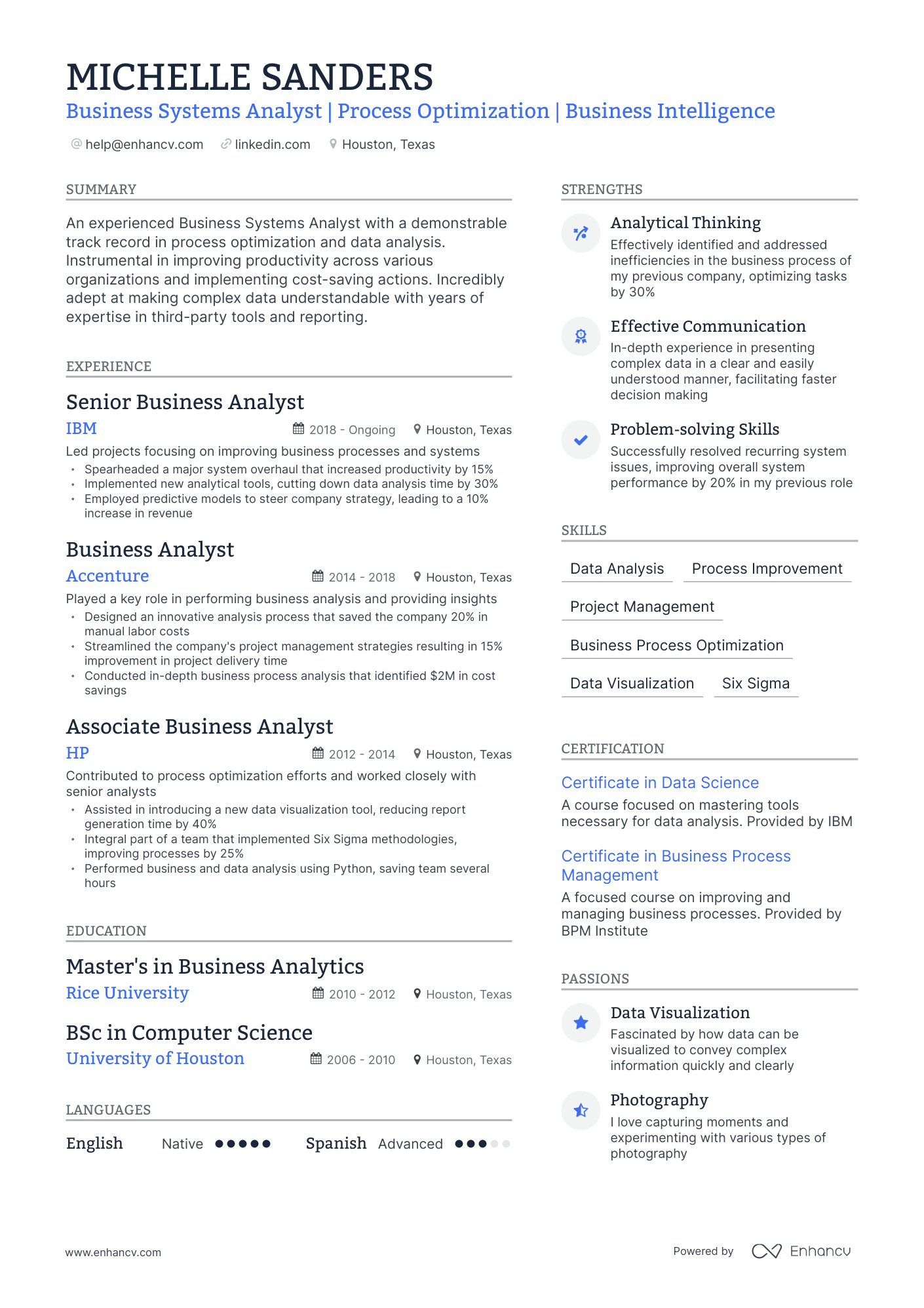 undefined Business Systems Analyst Resume Template