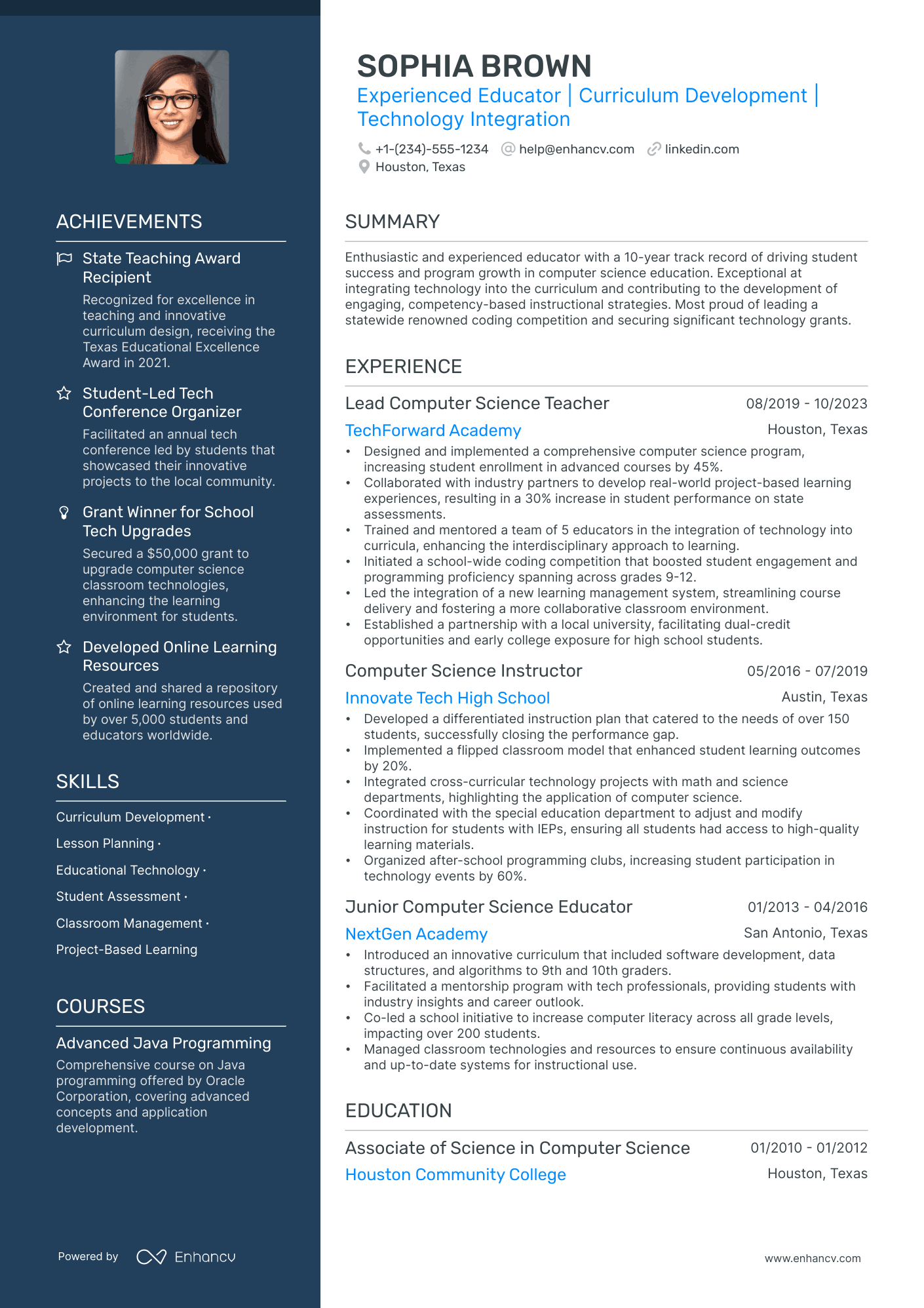 resume format computer teacher