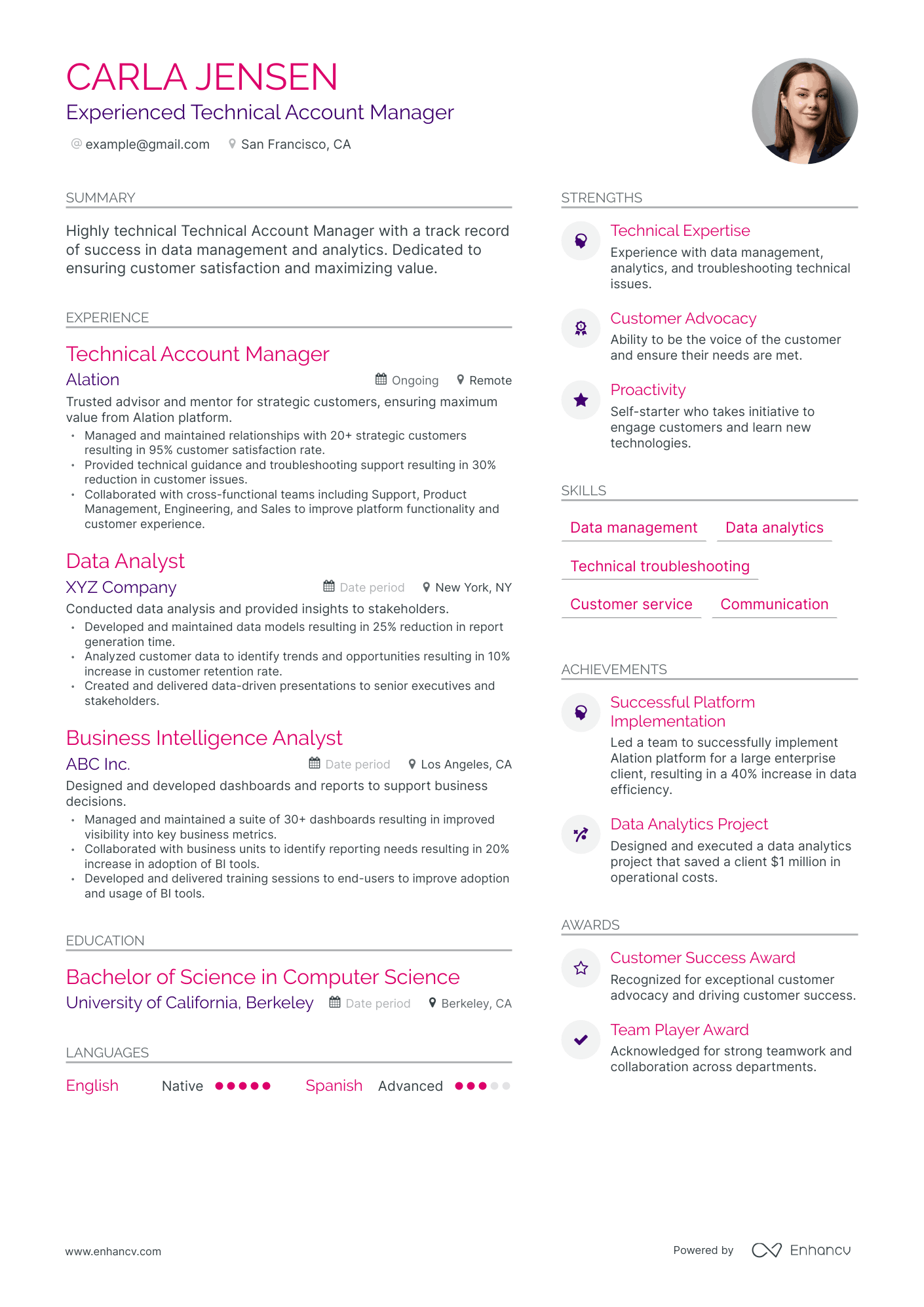 Modern Technical Account Manager Resume Template