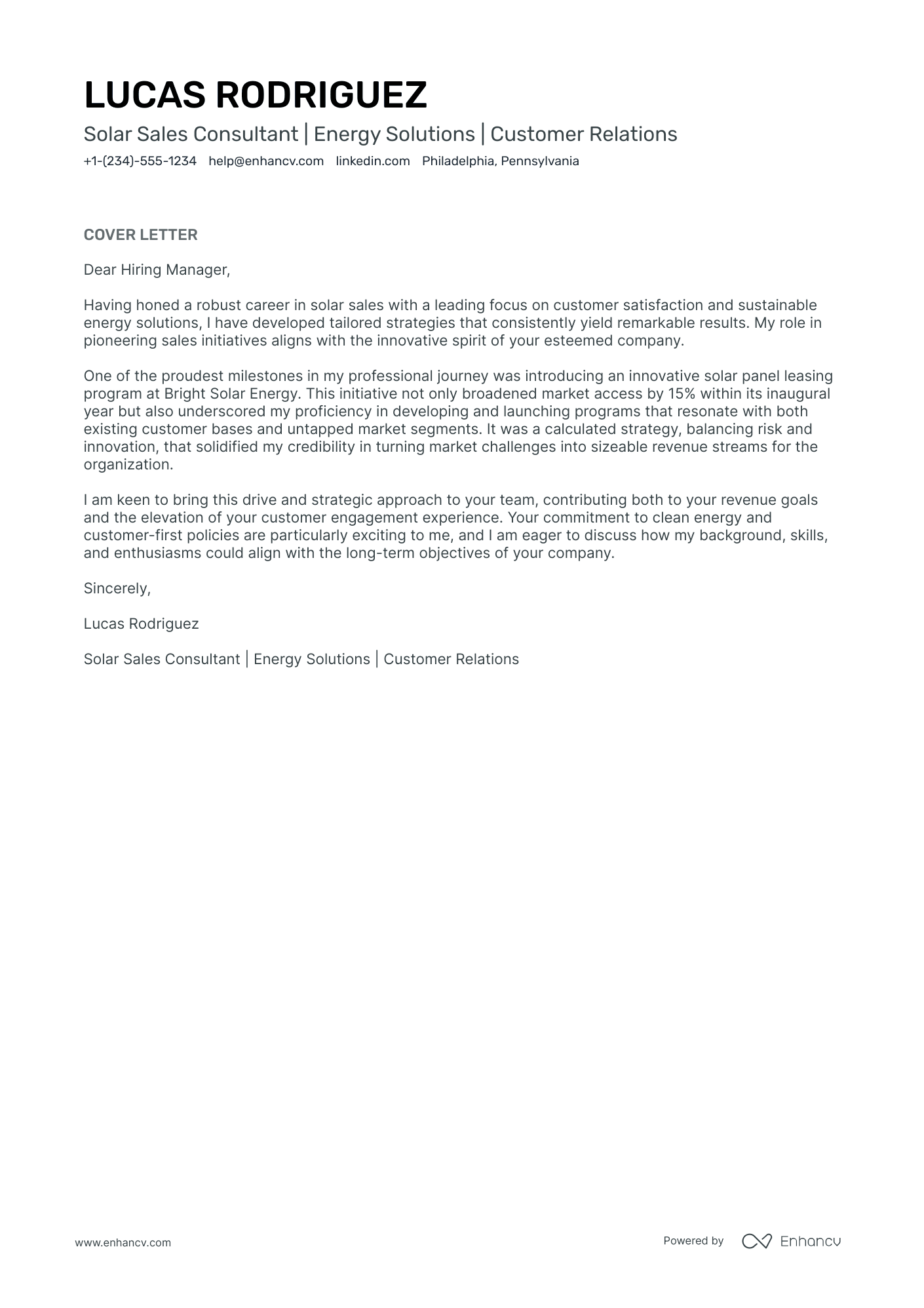 cover letter for sales example