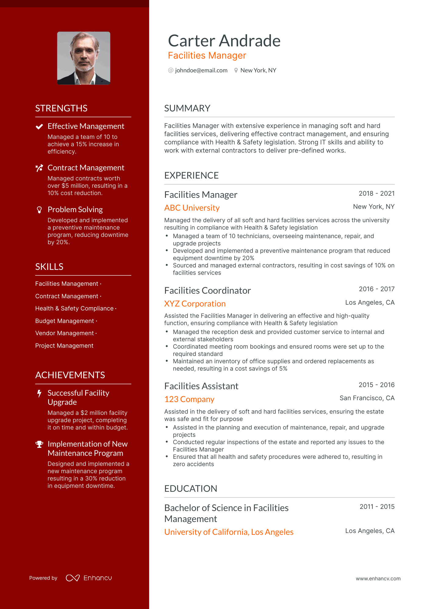 Polished Facilities Manager Resume Template