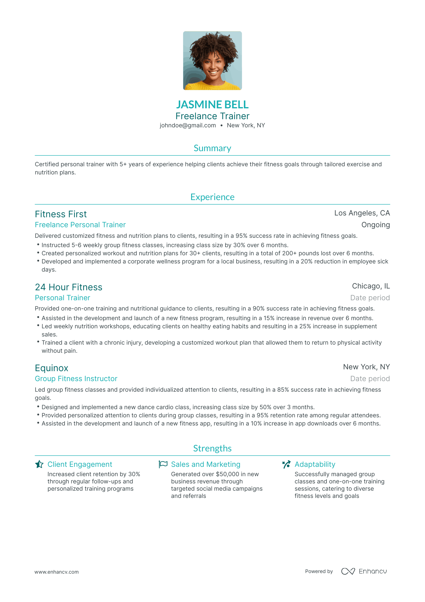 Traditional Freelance Trainer Resume Template