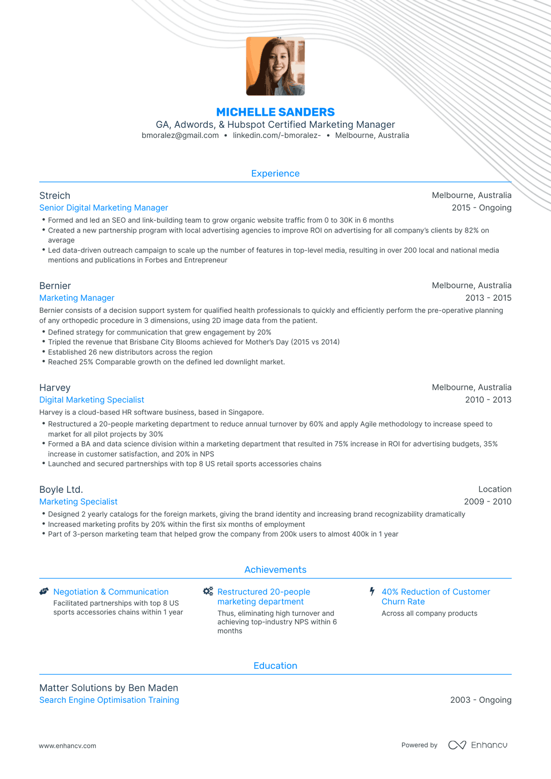 Traditional Marketing Manager Resume Template