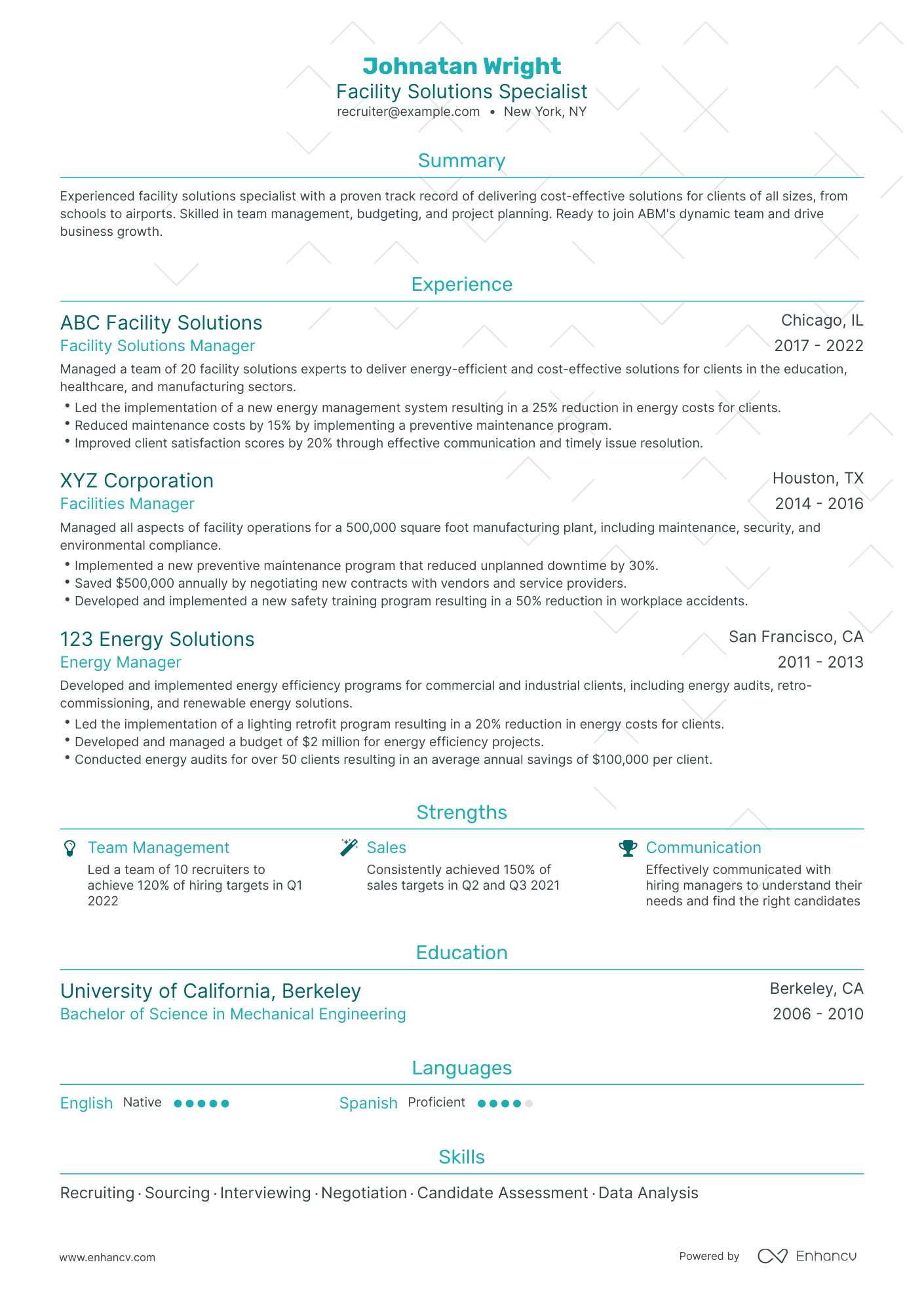 Traditional Recruiter Resume Template