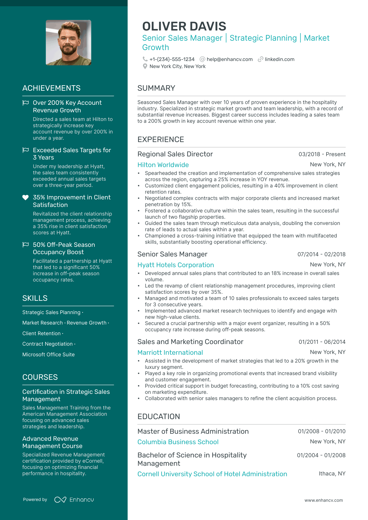 sample resume for hotel sales manager