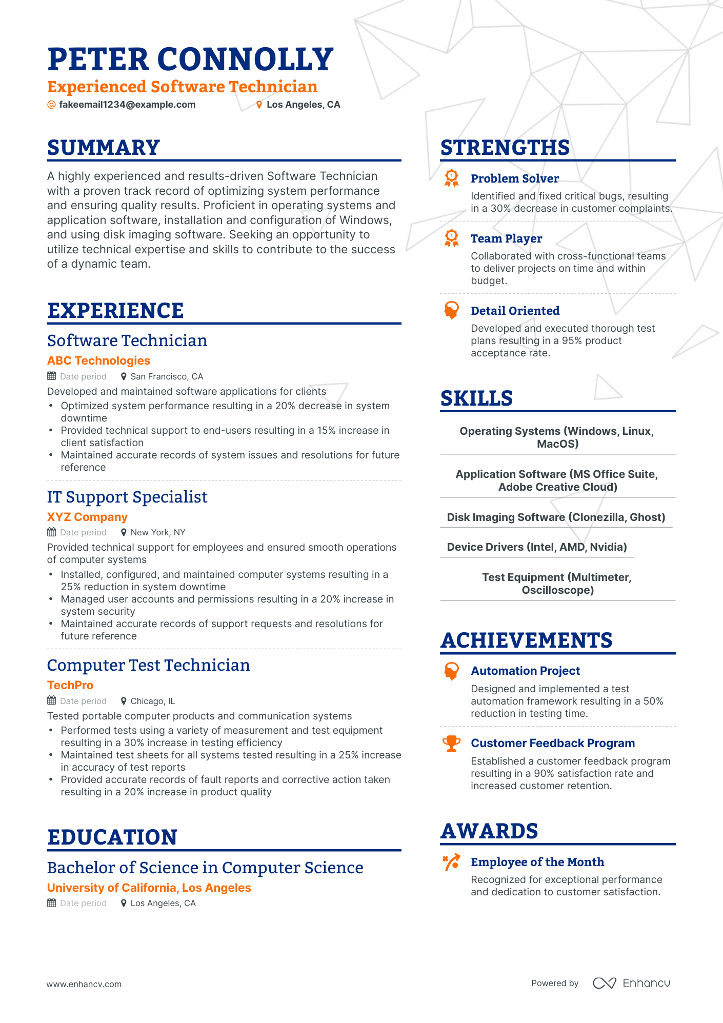 Simple Software Technician Resume Template