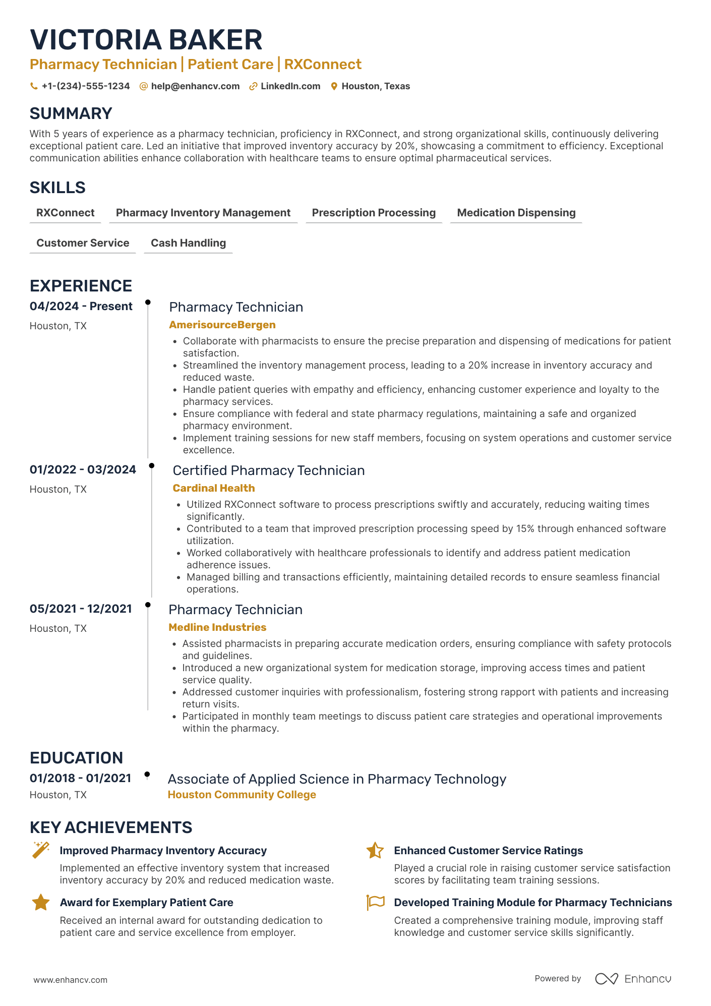 A resume example of a CVS Pharmacy Technician