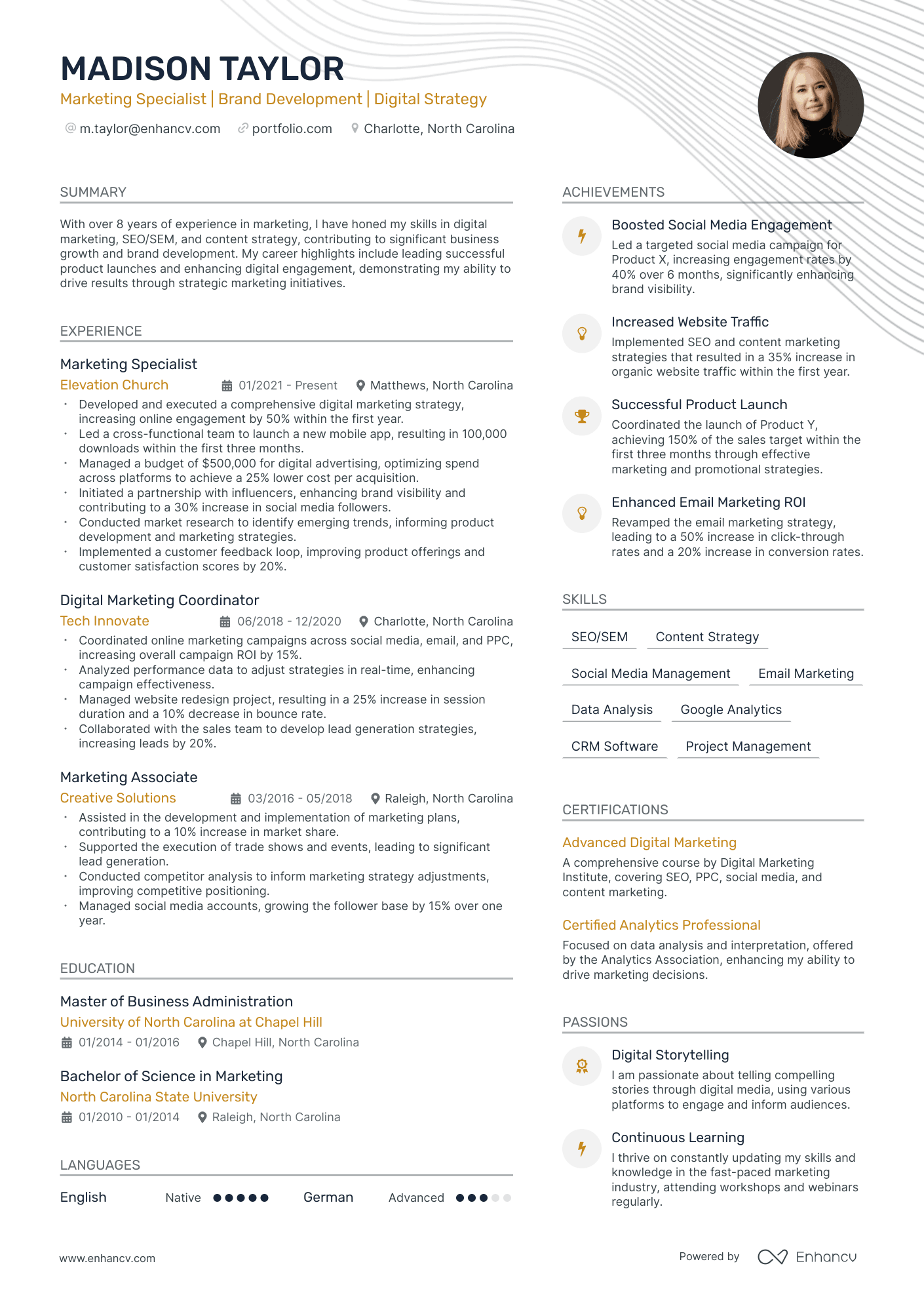 marketing job description resume