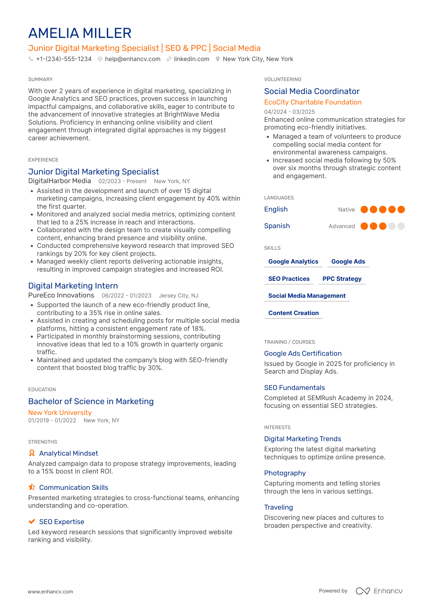 A resume example of a Associate Digital Marketing Executive