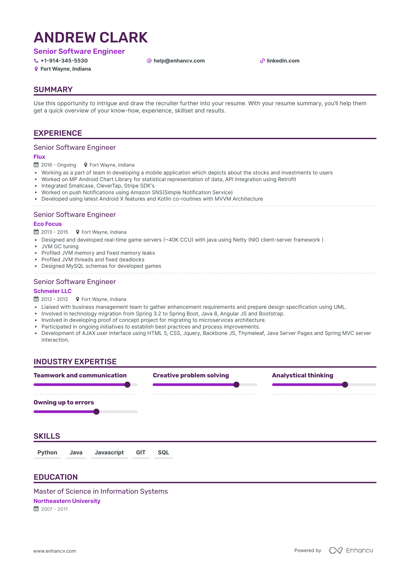 Senior Software Engineer Resume Examples & Guide for 2023 (Layout ...