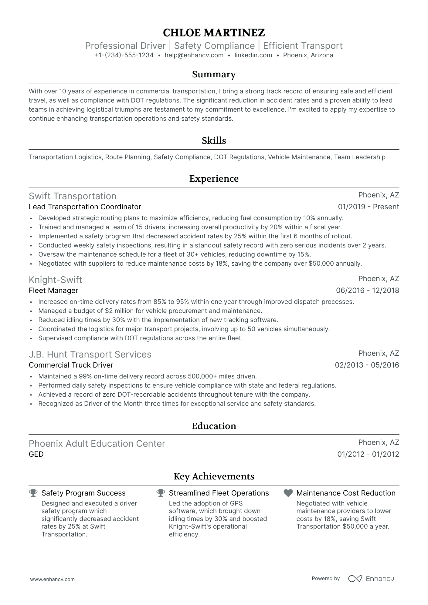 sample resume for bus driver with no experience