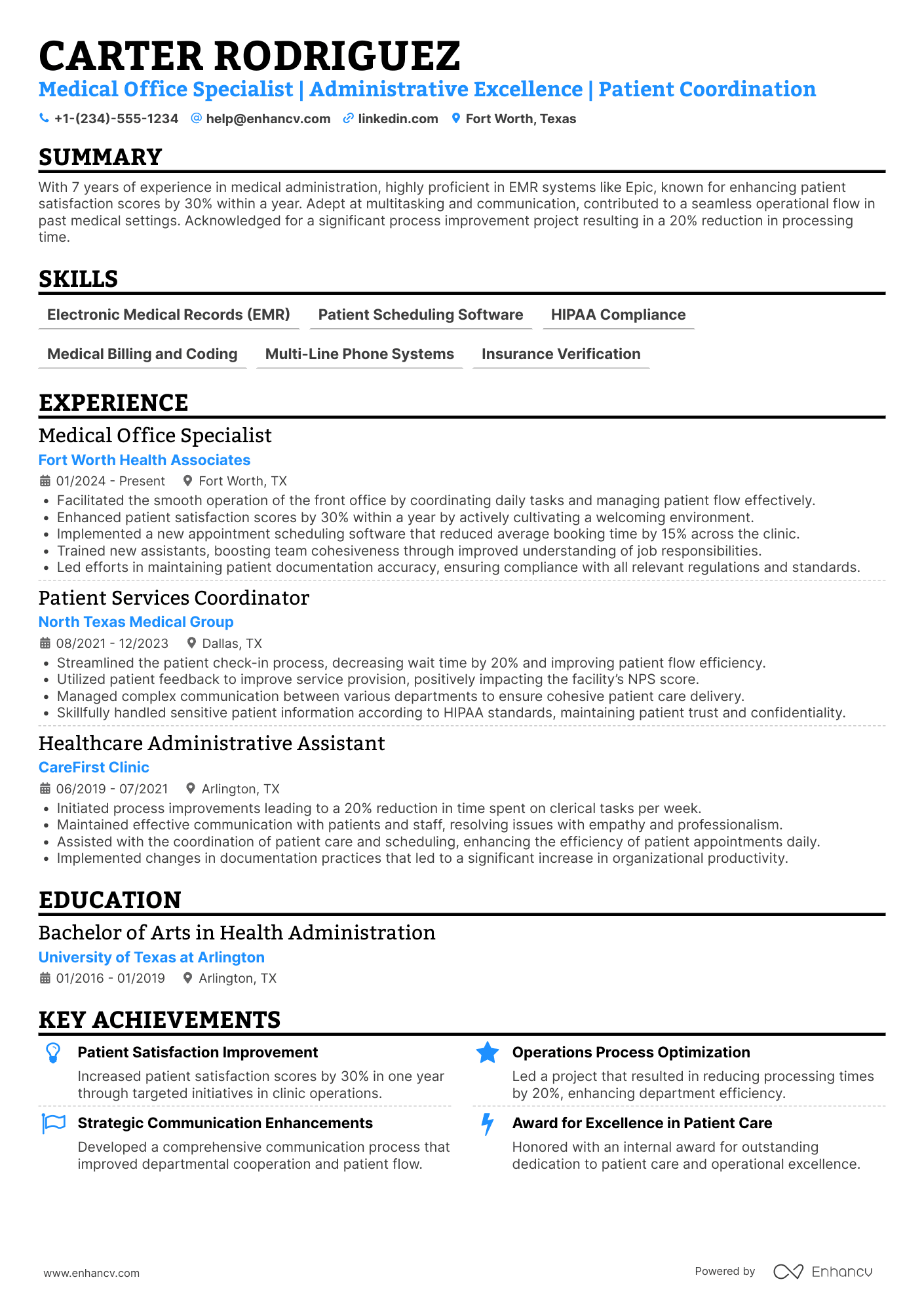 A resume example of a Medical Receptionist Assistant