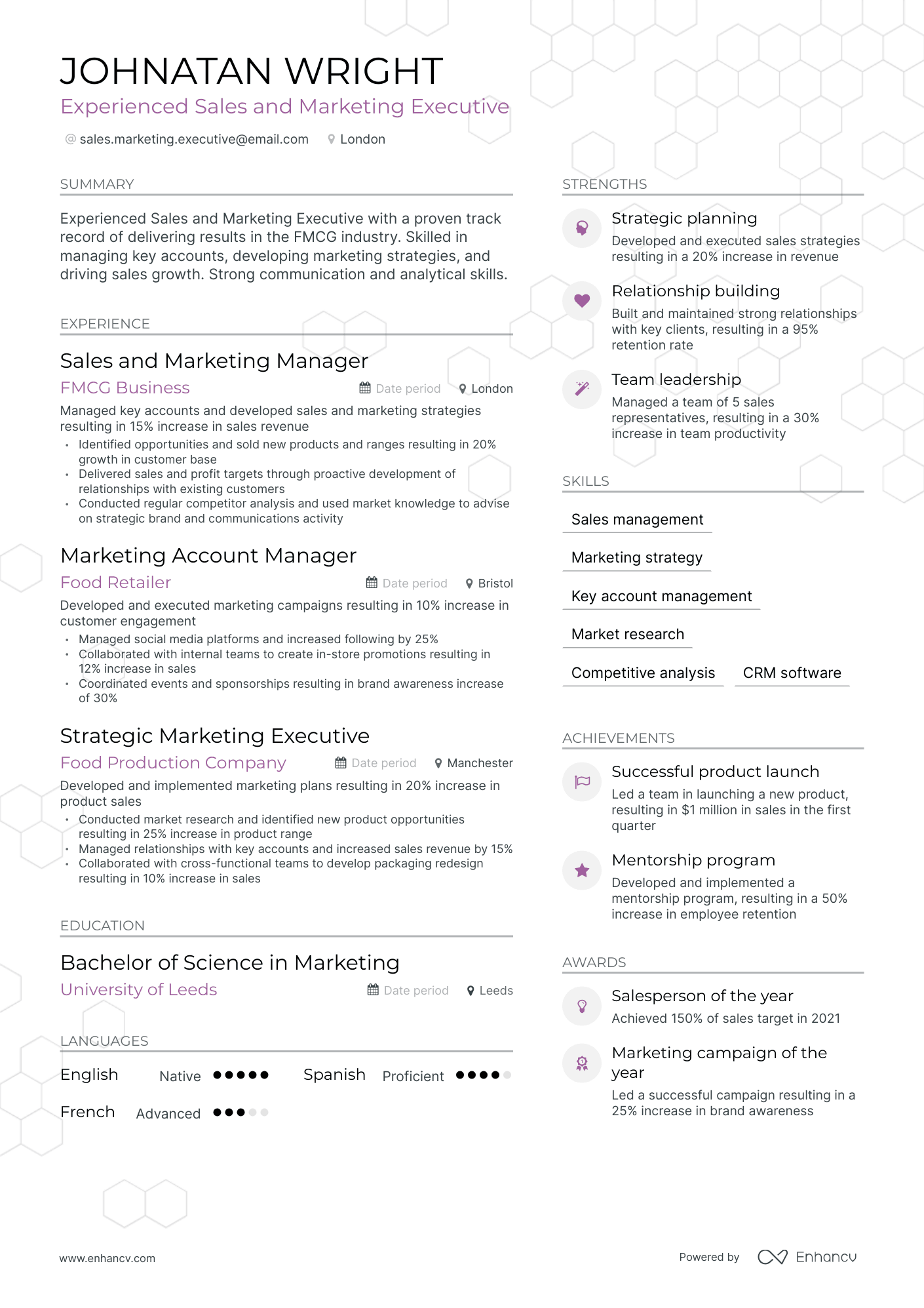 Modern Sales And Marketing Executive Resume Template