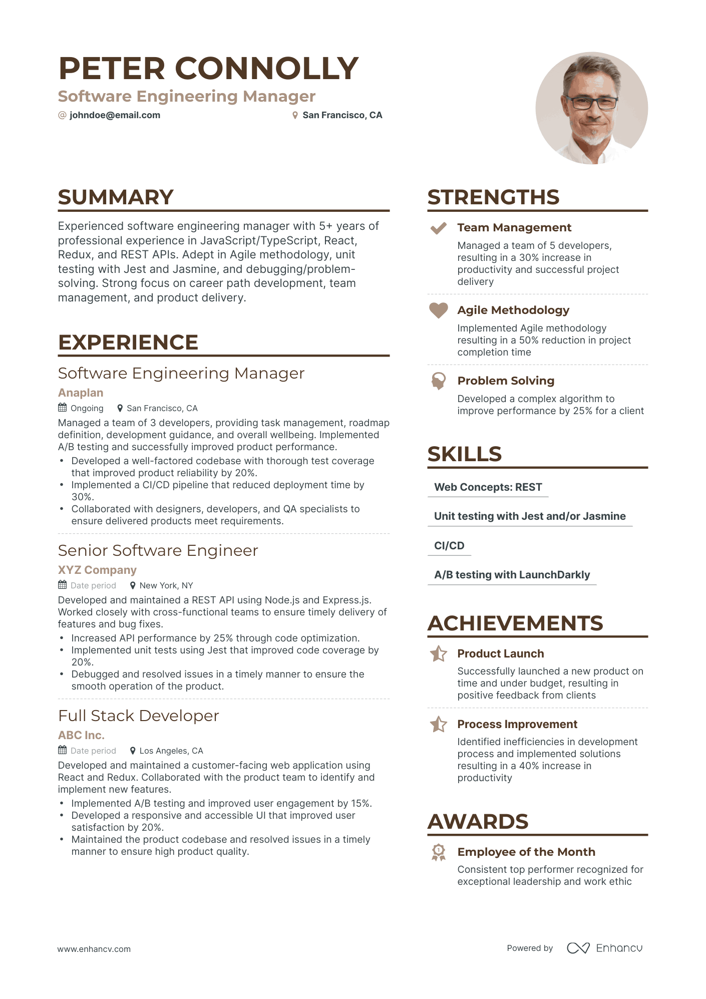 software engineering manager resume examples