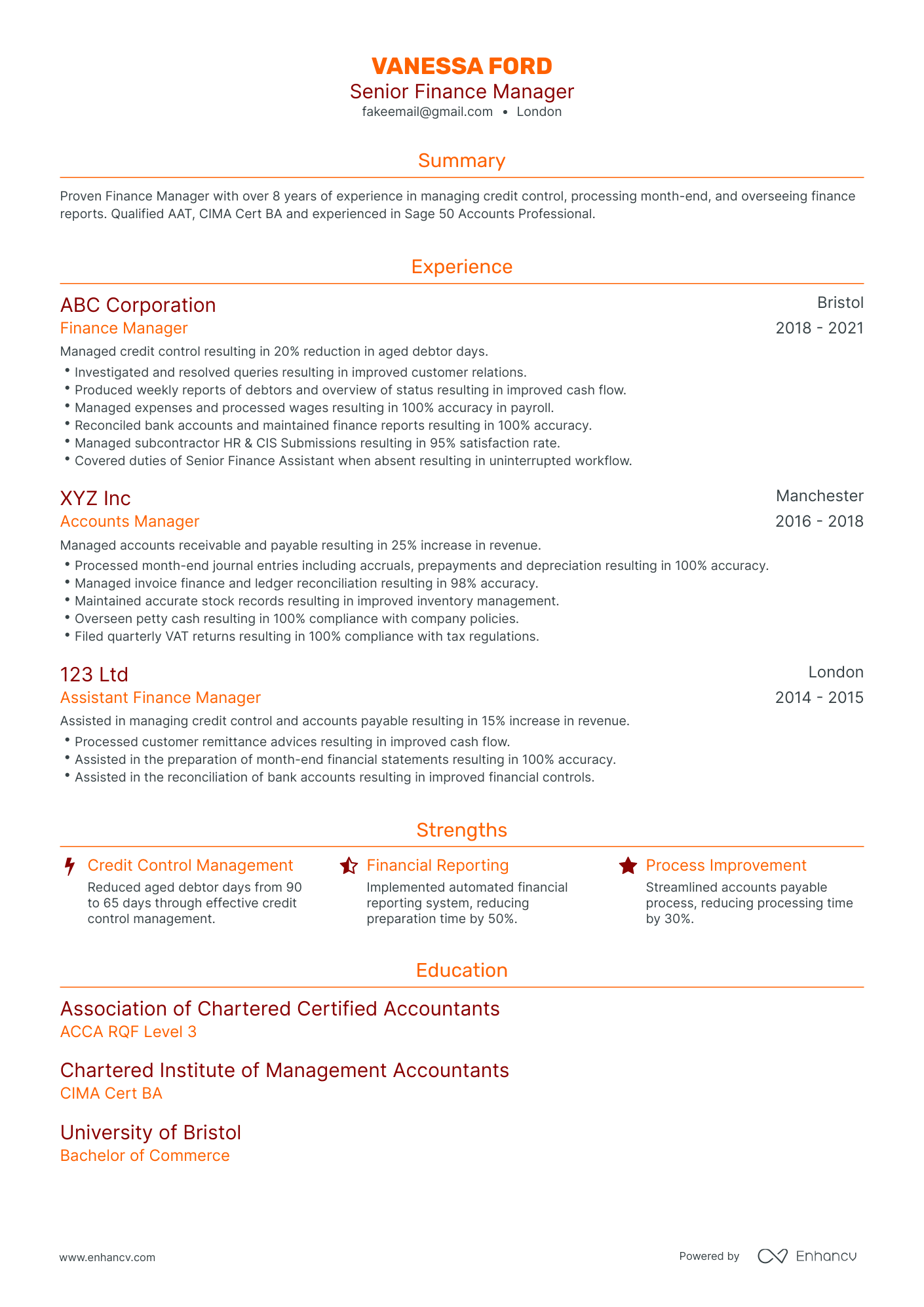 Traditional Senior Finance Manager Resume Template