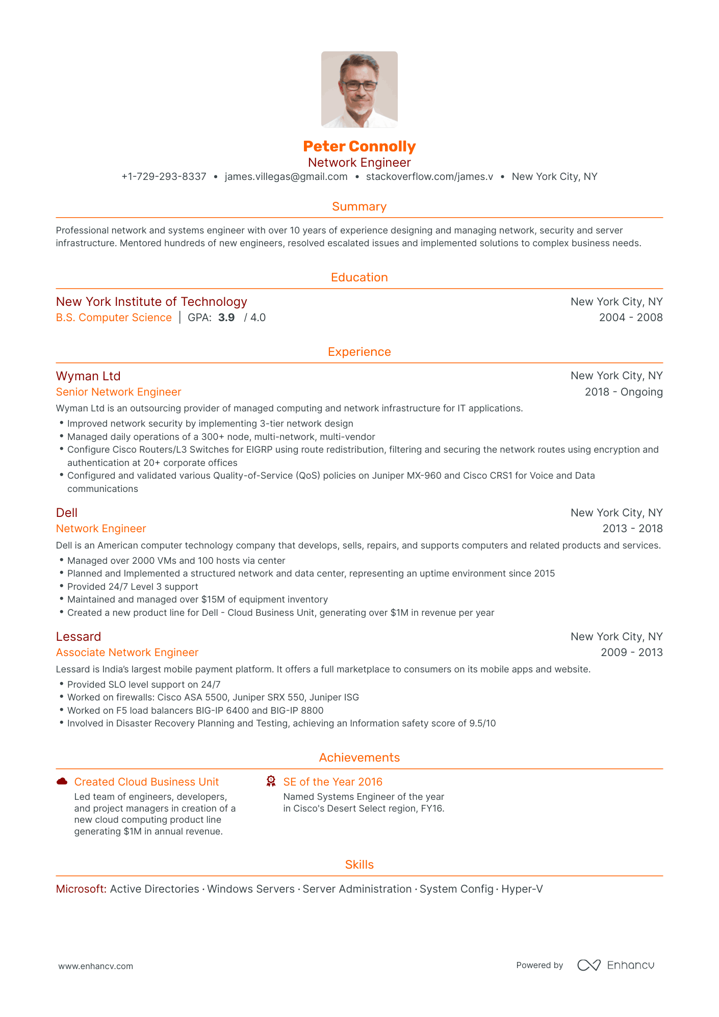 Traditional Network Engineer Resume Template