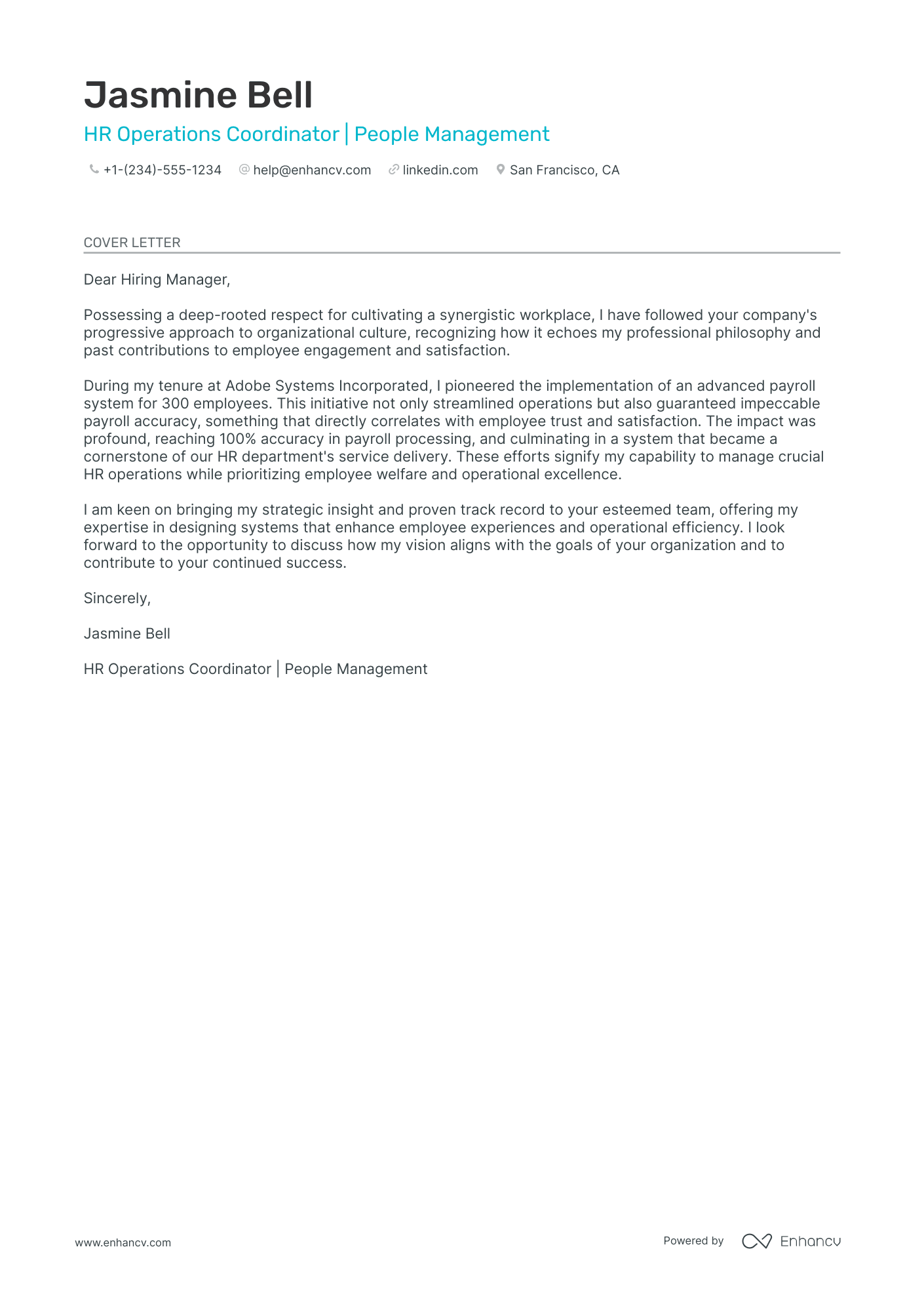 cover letter for hr opening