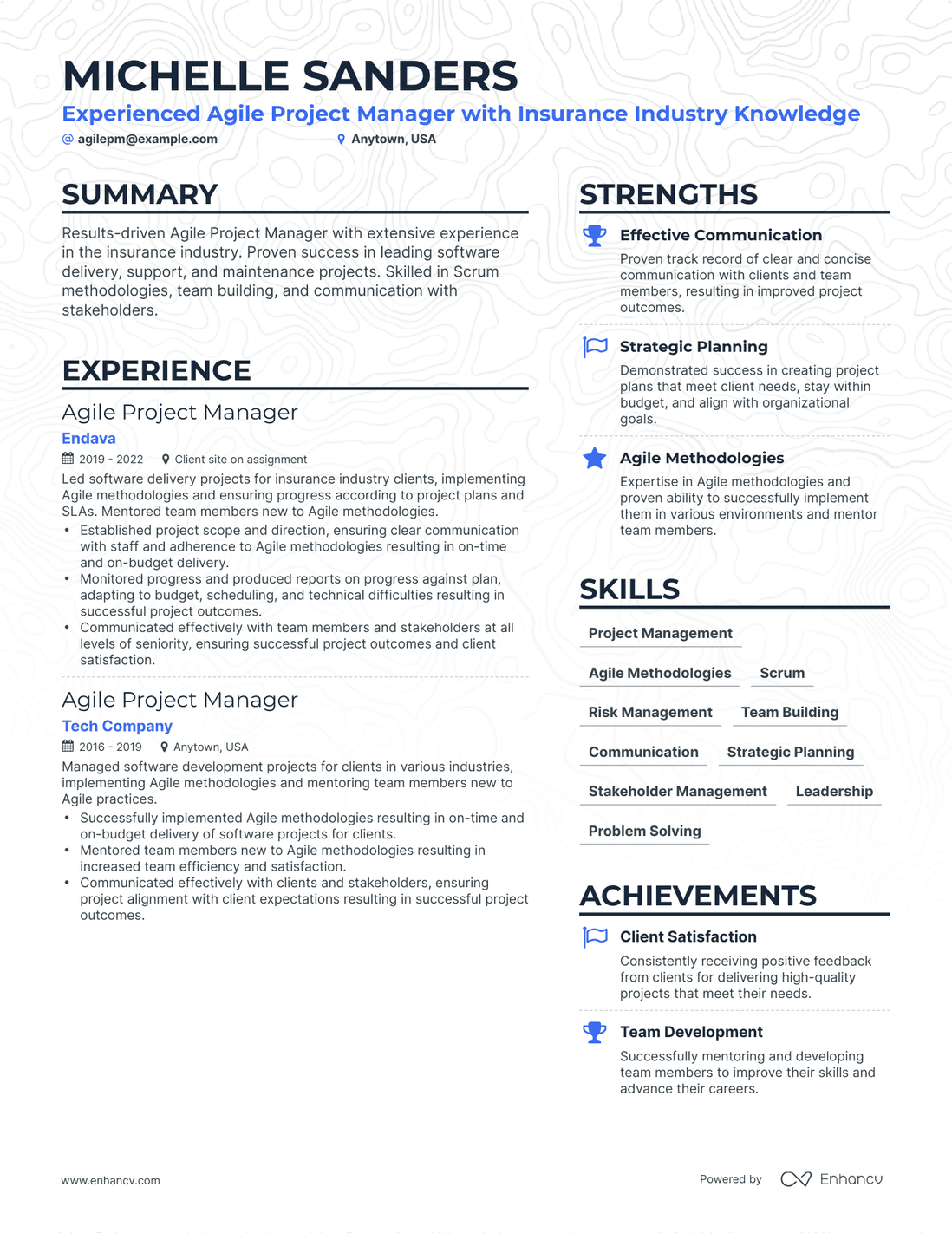 Simple Agile Project Manager Resume Template