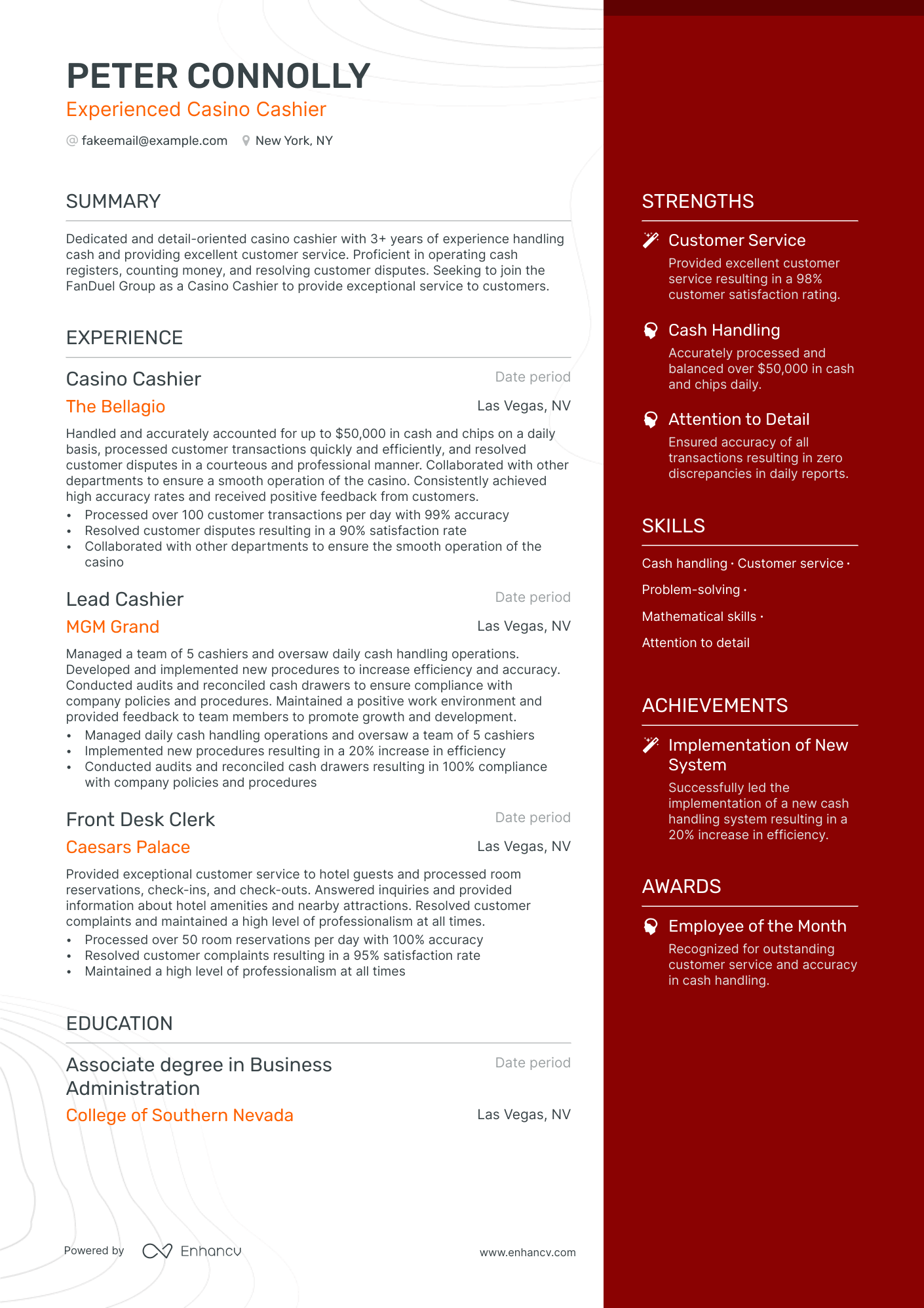 how to write resume for cashier job