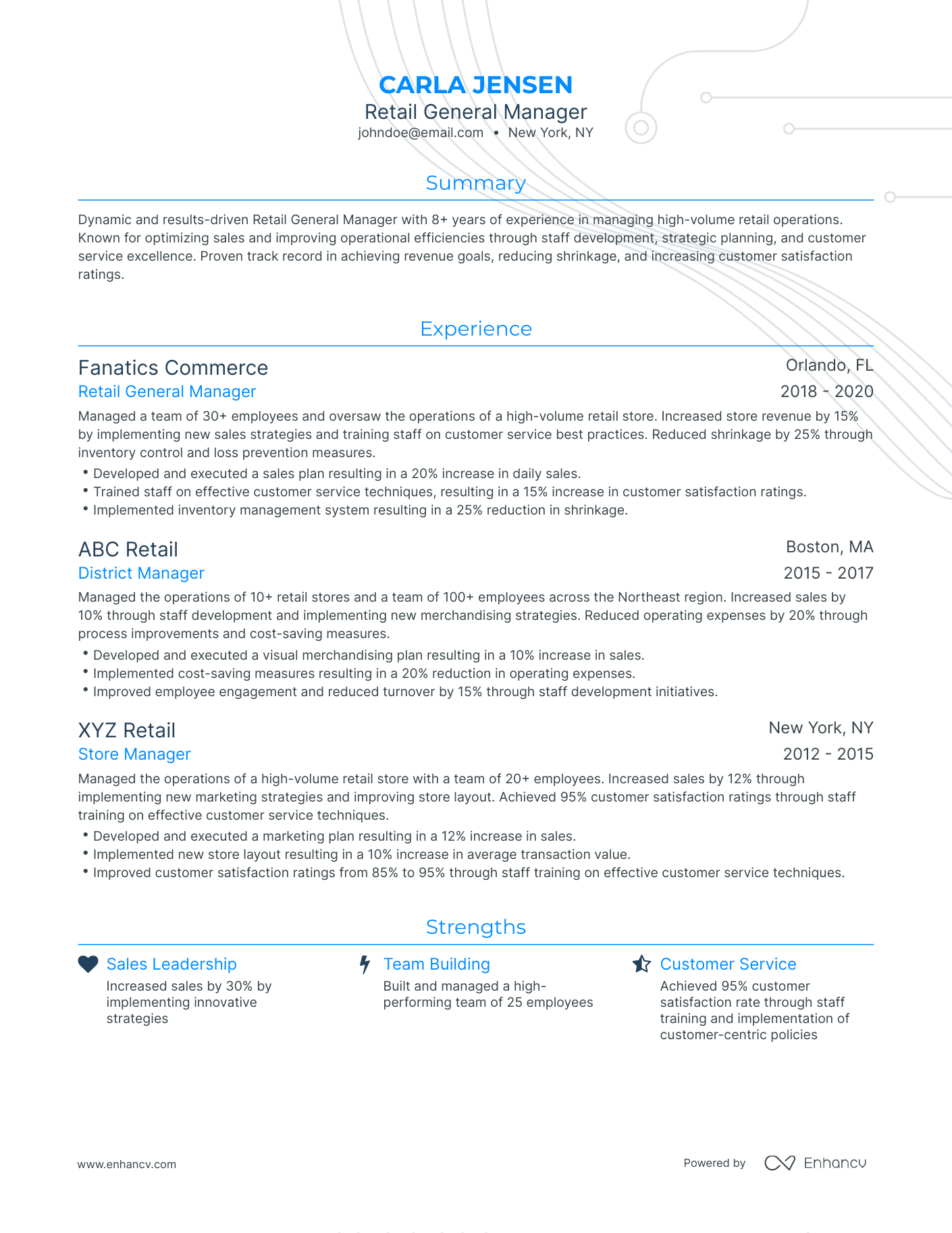 Traditional Retail General Manager Resume Template