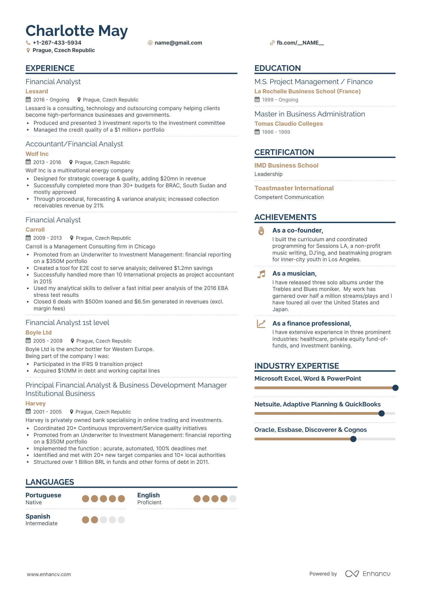 Simple Entry Level Financial Analyst Resume Template