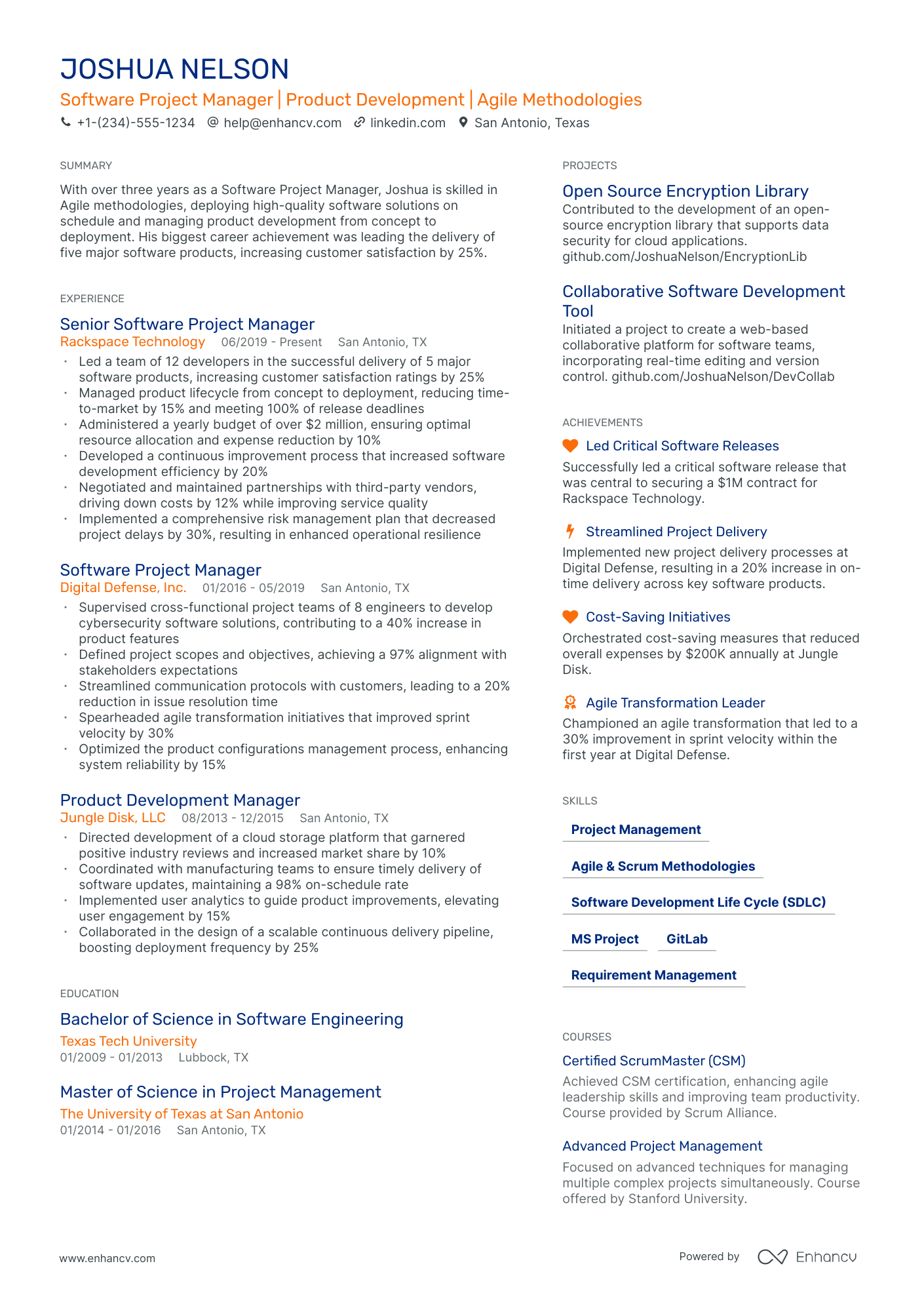 software project manager resume examples