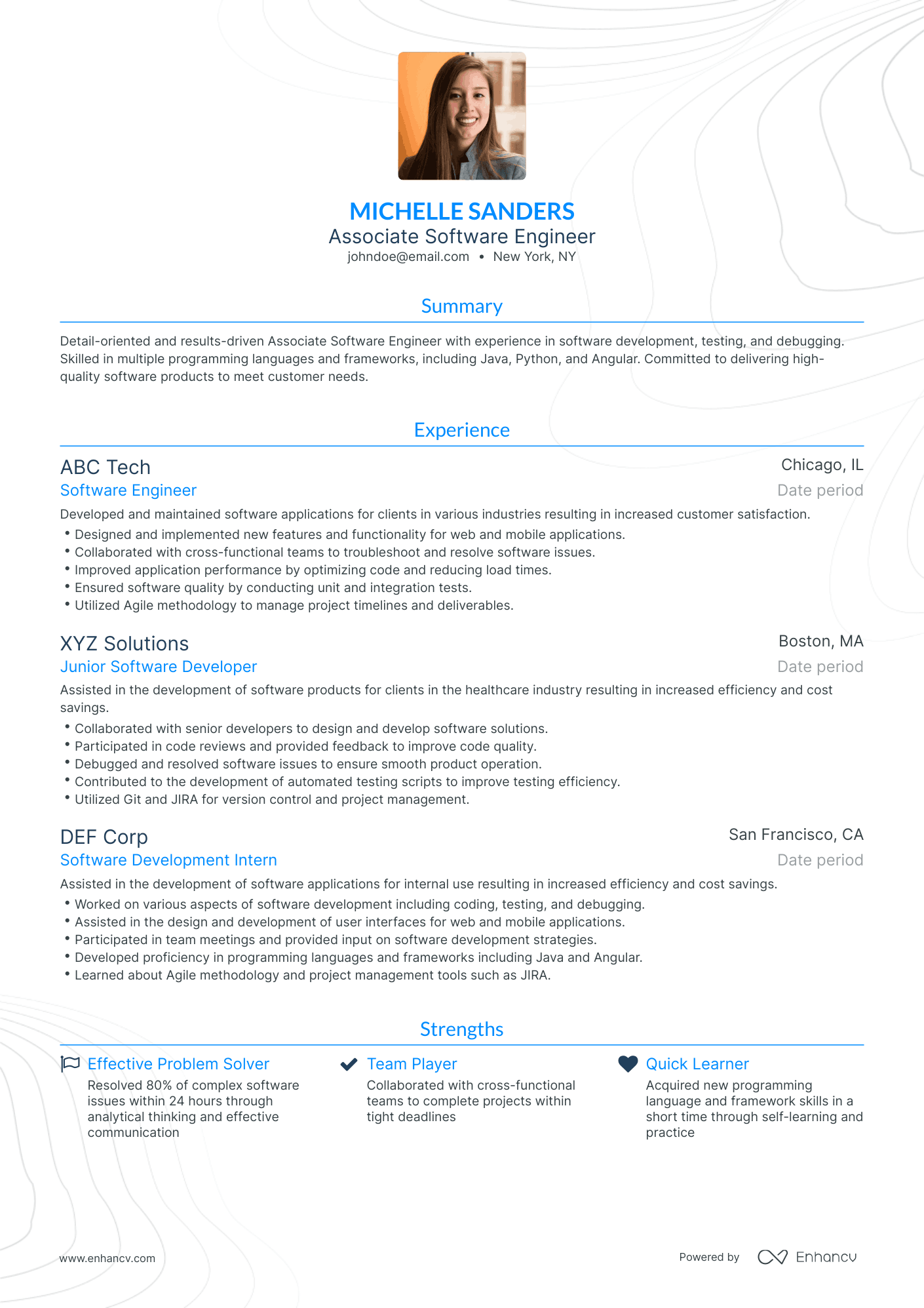 Traditional Associate Software Engineer Resume Template