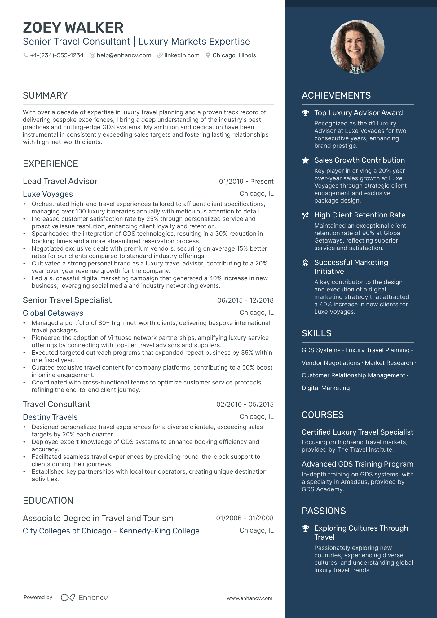resume sample for travel agency