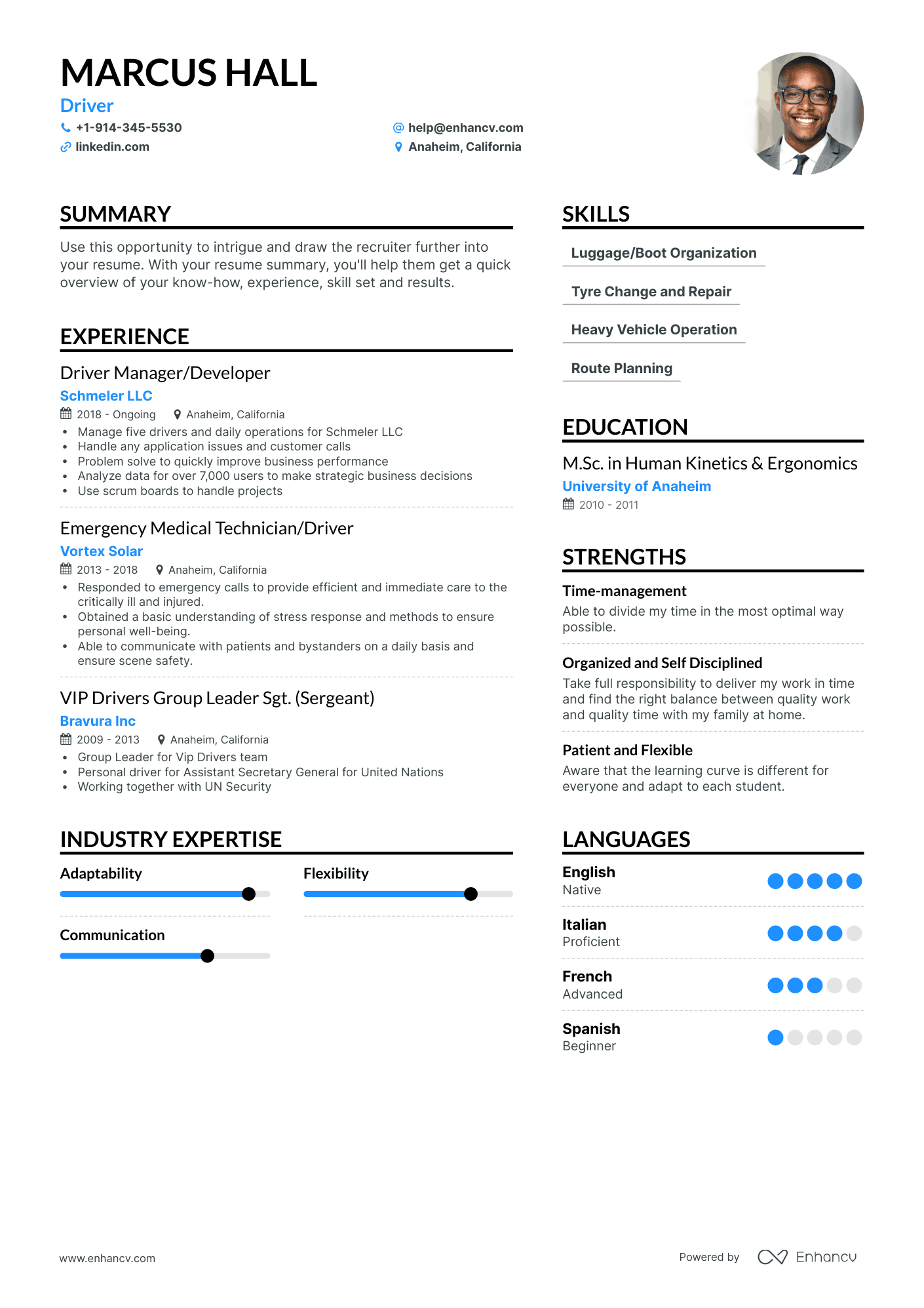 Simple Driver Resume Template