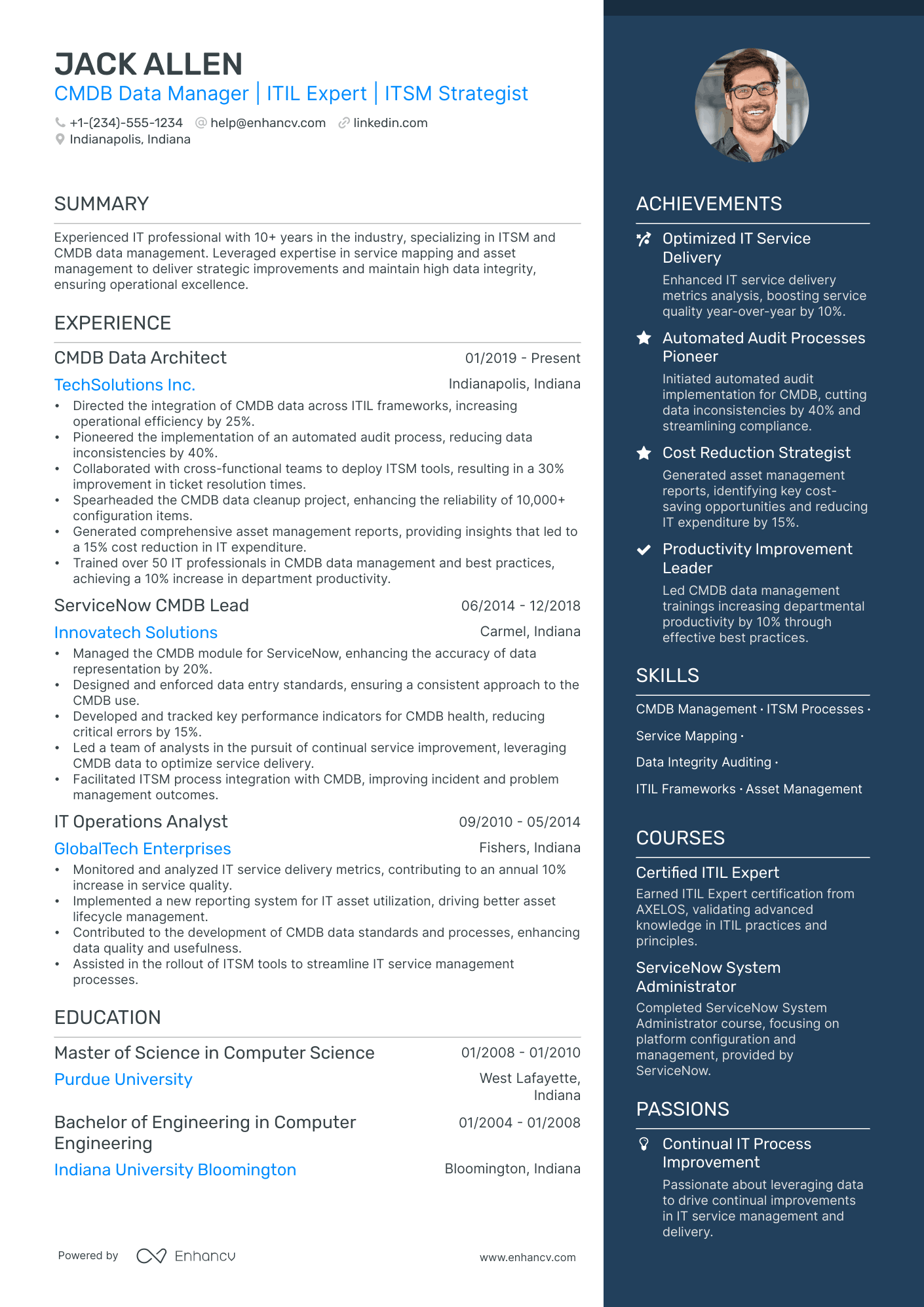servicenow implementation resume