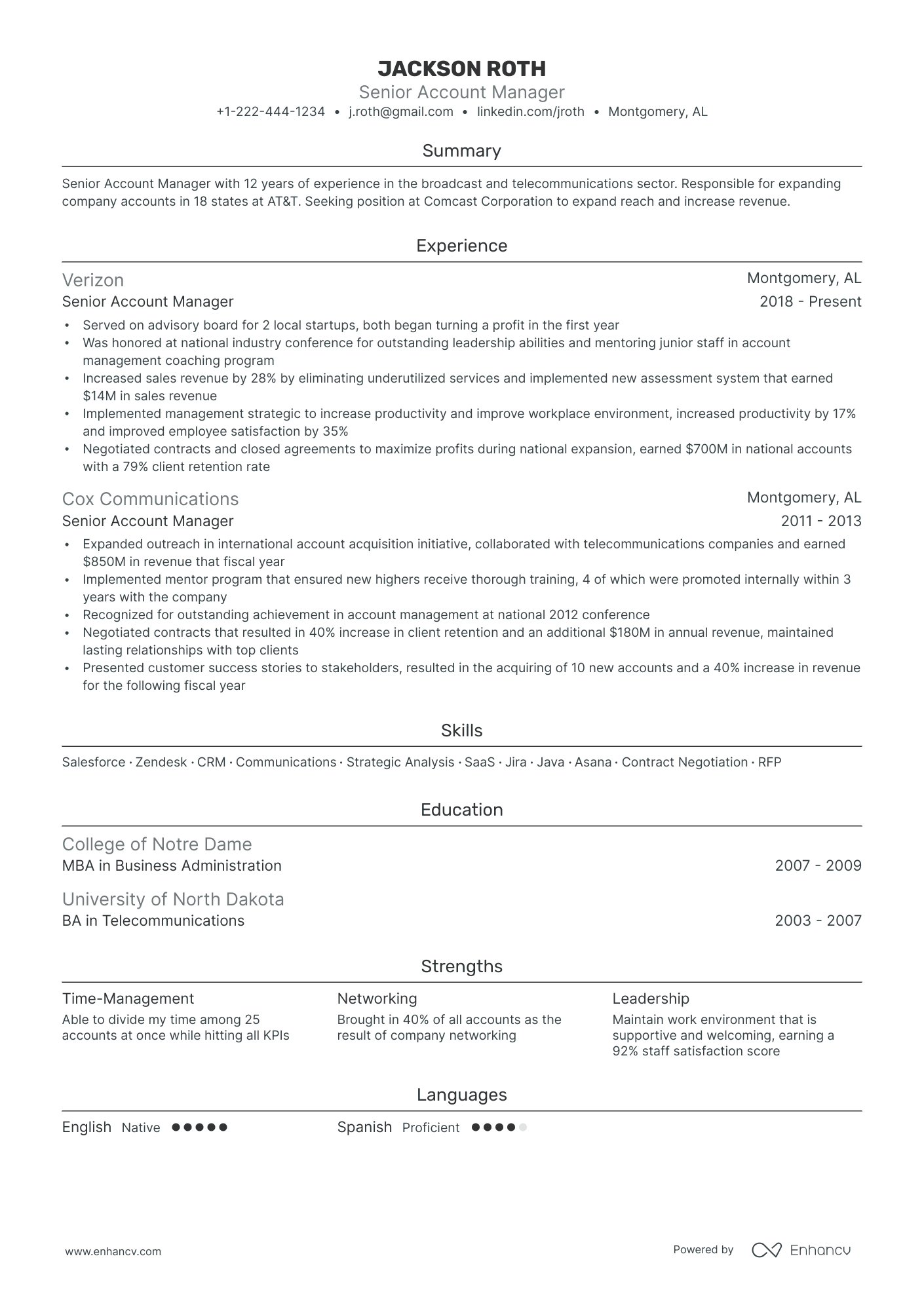 resume examples for account managers