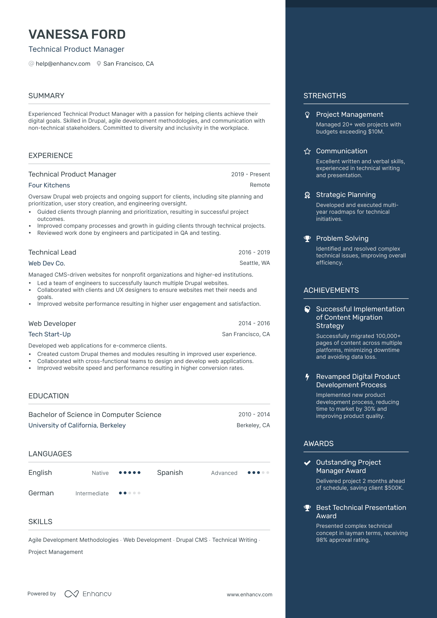 resume sample of project manager