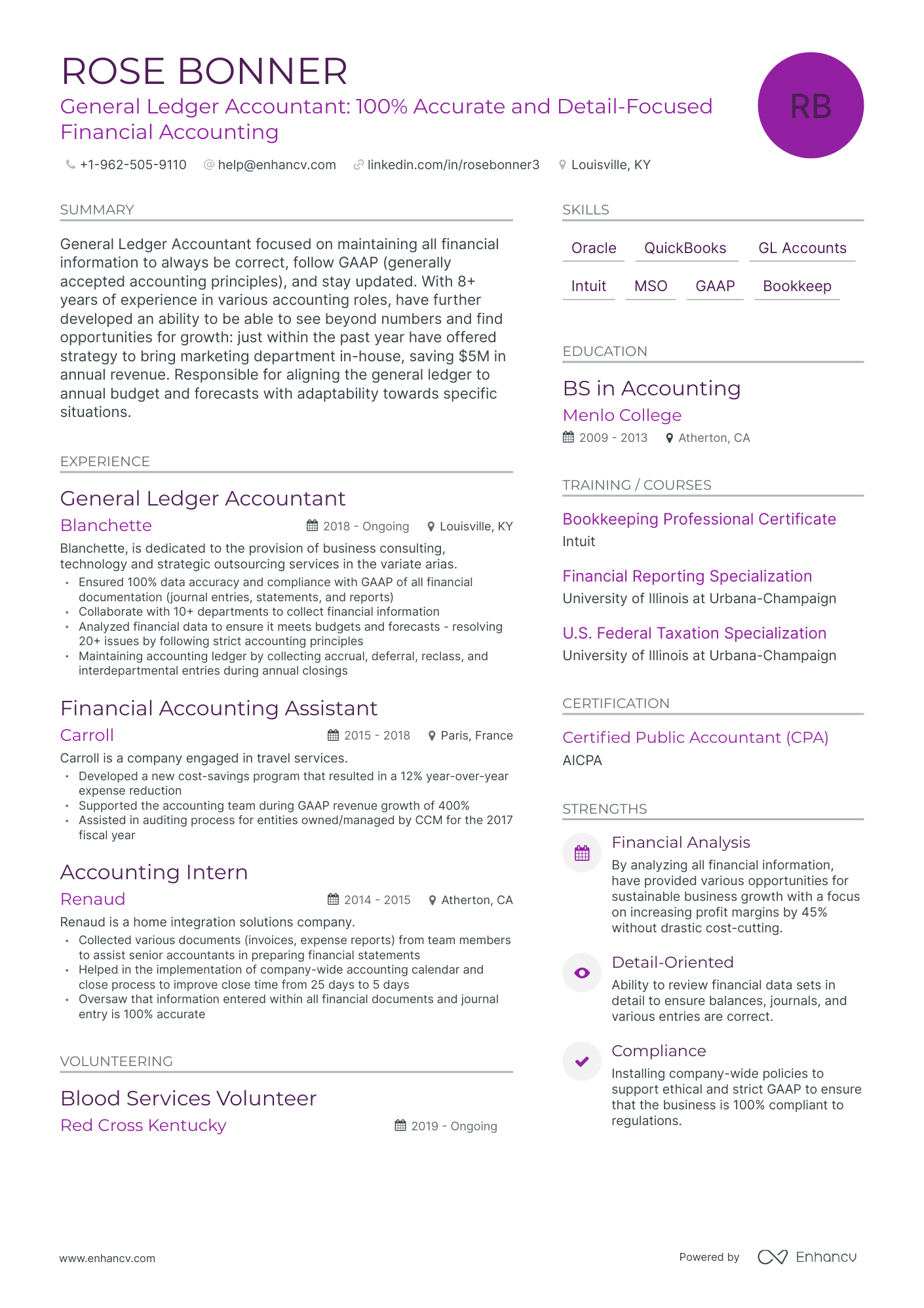 Modern General Ledger Accounting Resume Template