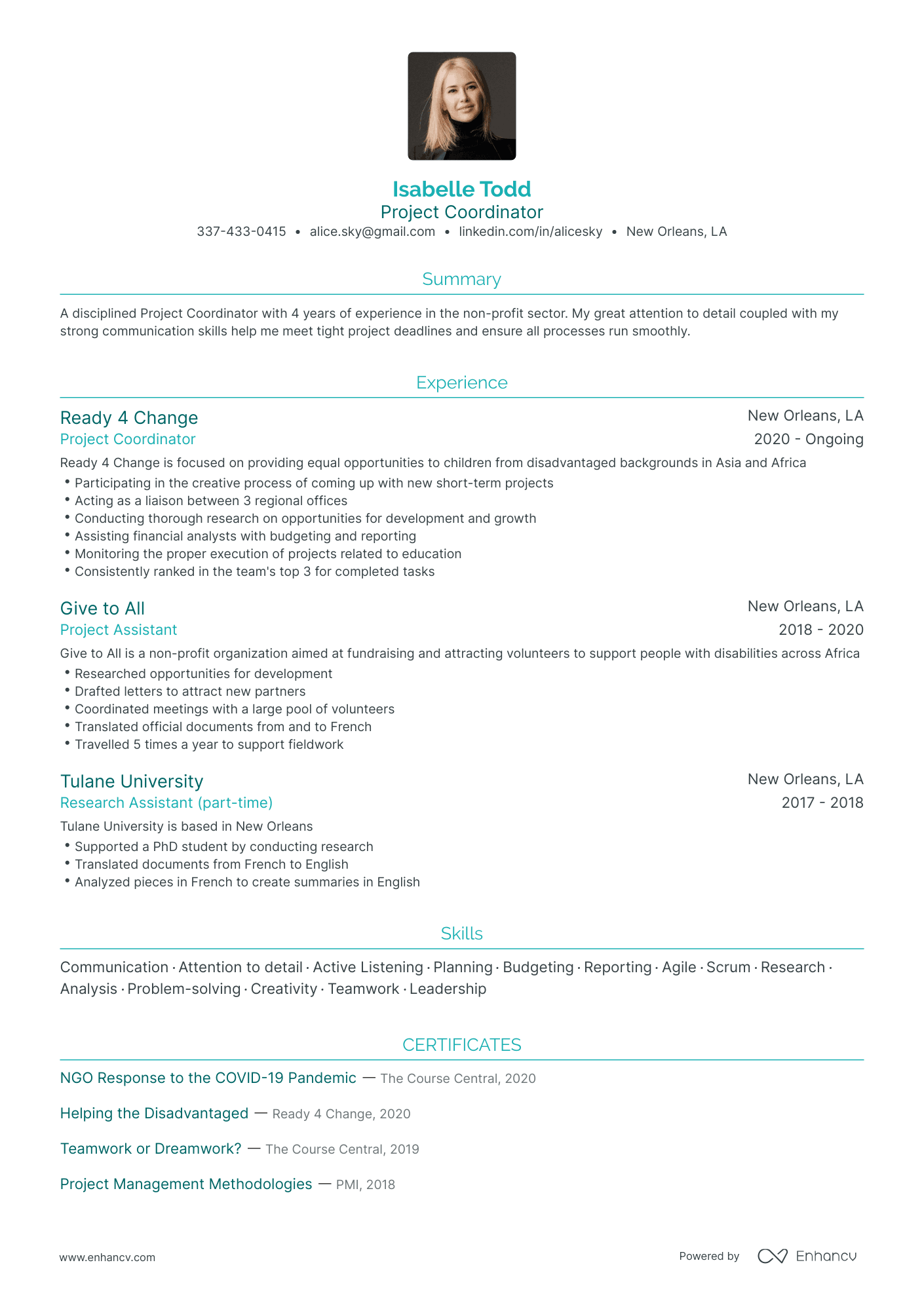 Traditional Non Profit Resume Template