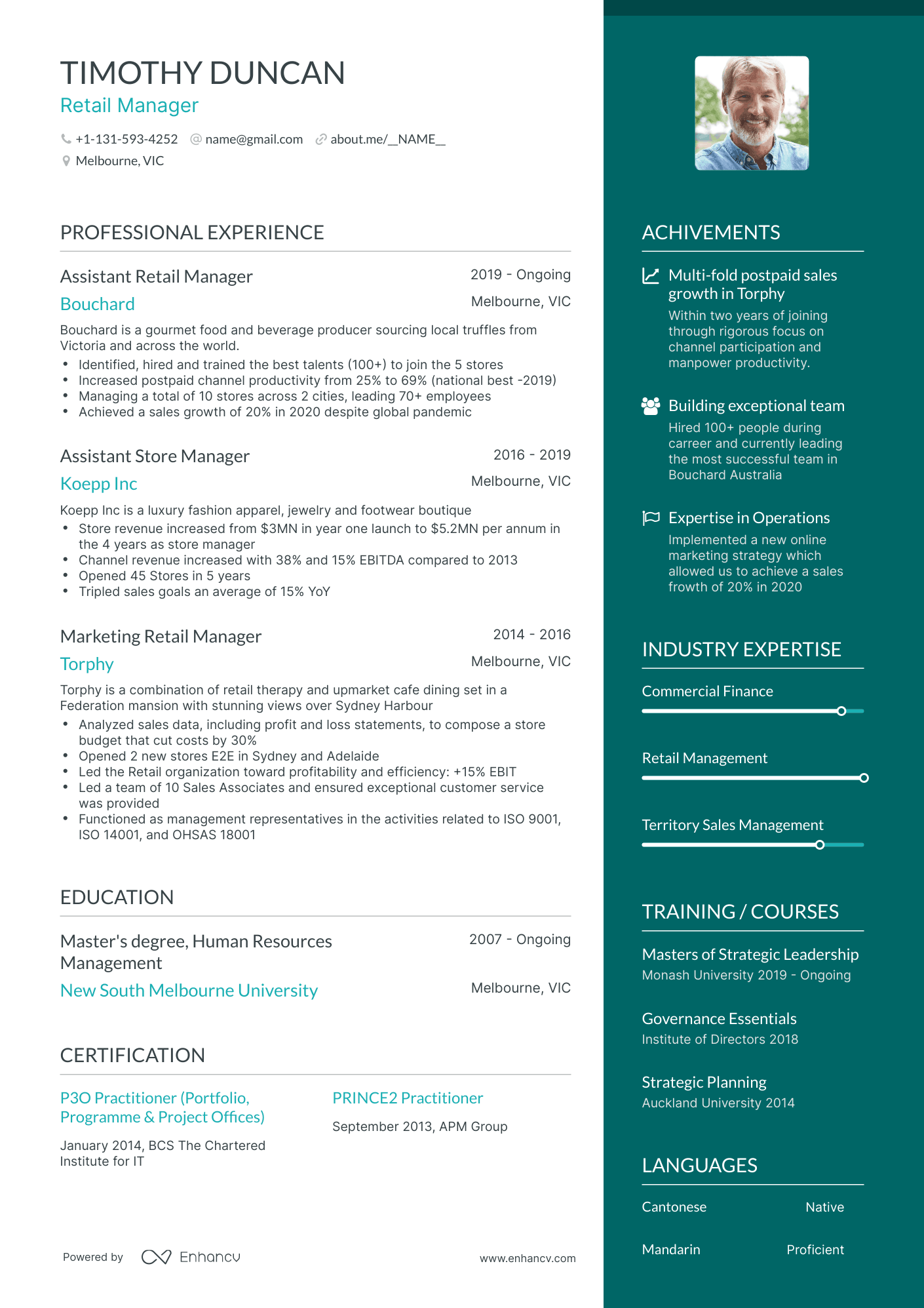 One Page Assistant Manager Resume Template