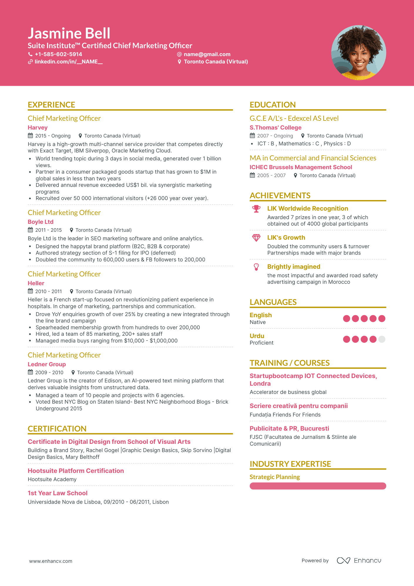 Creative Chief Marketing Officer Resume Template