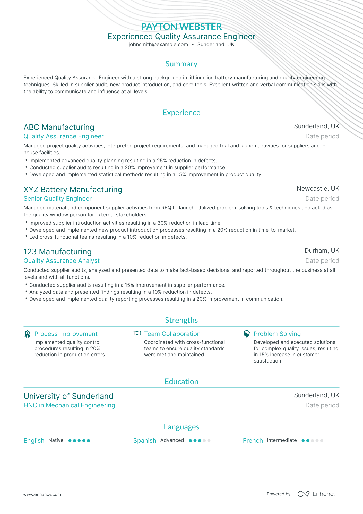 Traditional Quality Assurance Engineer Resume Template