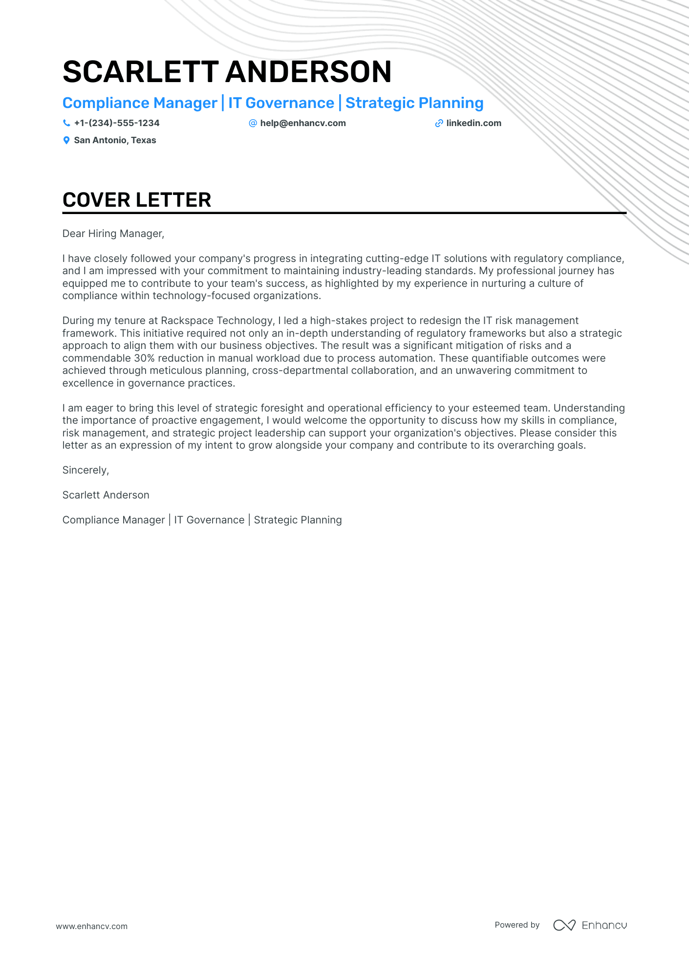 cover letter for it auditor position