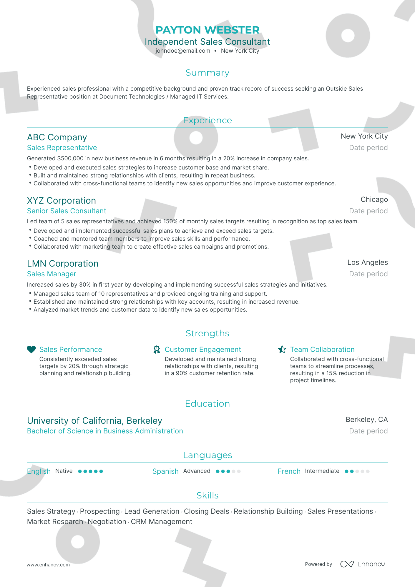 Traditional Independent Sales Consultant Resume Template
