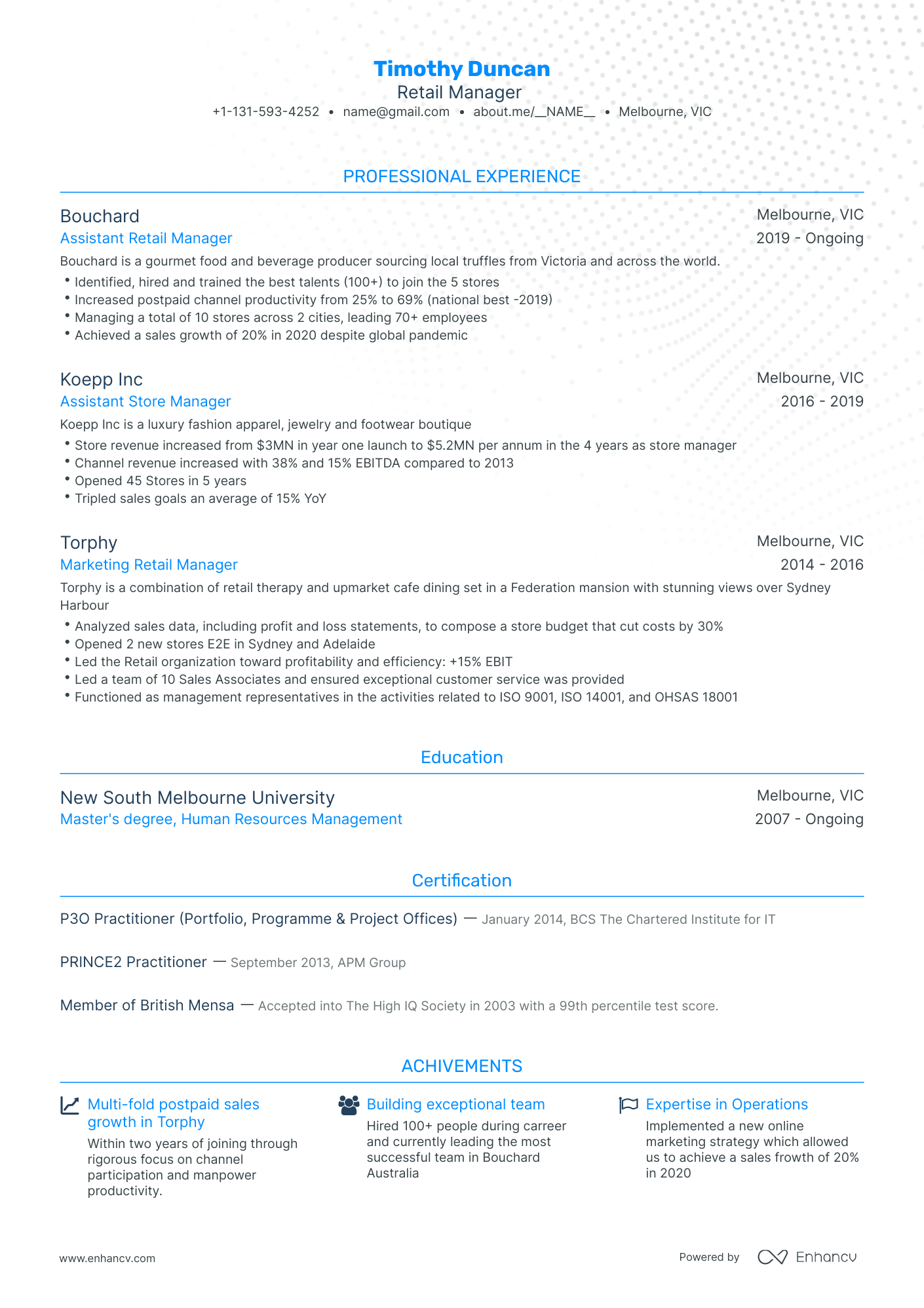 Traditional Assistant Manager Resume Template