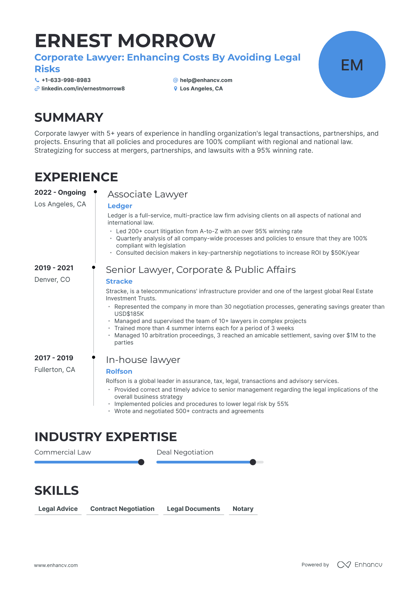 Timeline Corporate Lawyer Resume Template