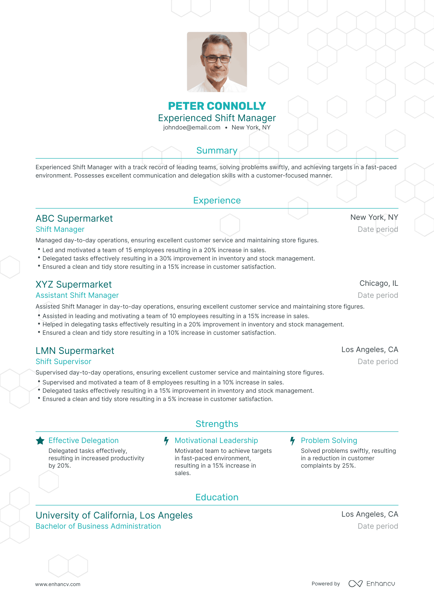 Traditional Shift Manager Resume Template
