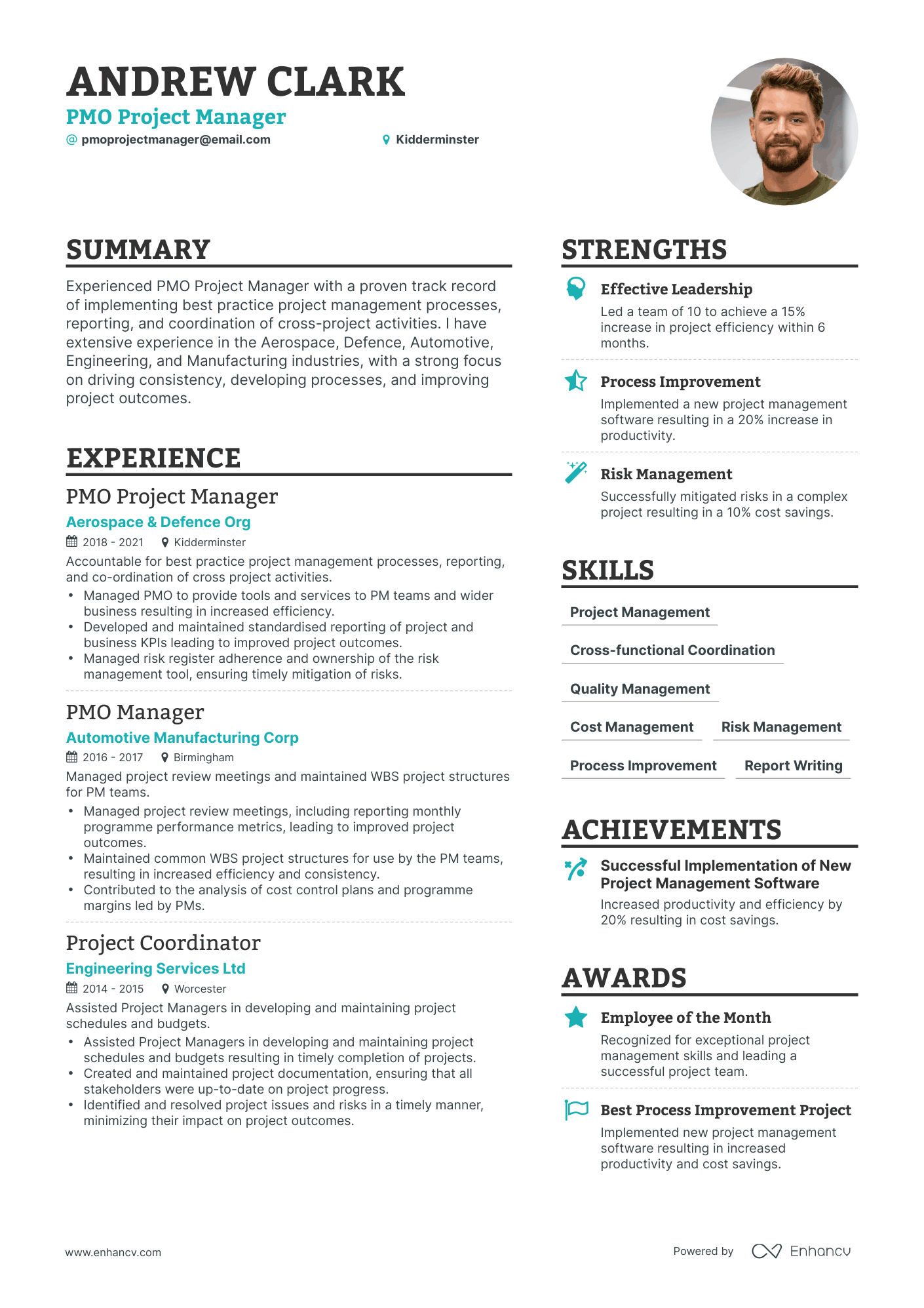 Simple PMO Manager Resume Template